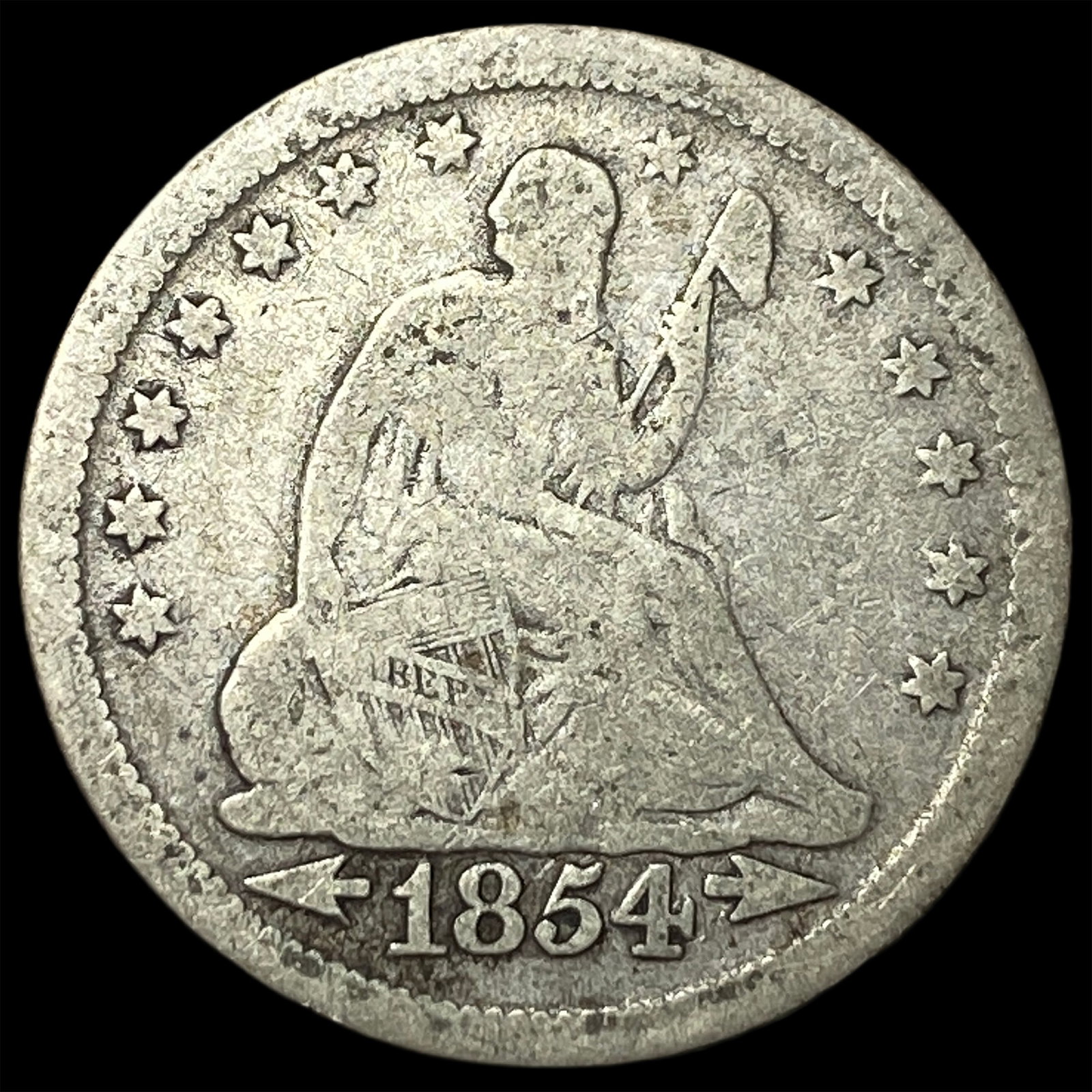 1854 Arrows Seated Liberty Quarter LIGHTLY CIRCULATED: 1854 Arrows Seated Liberty Quarter LIGHTLY CIRCULATED