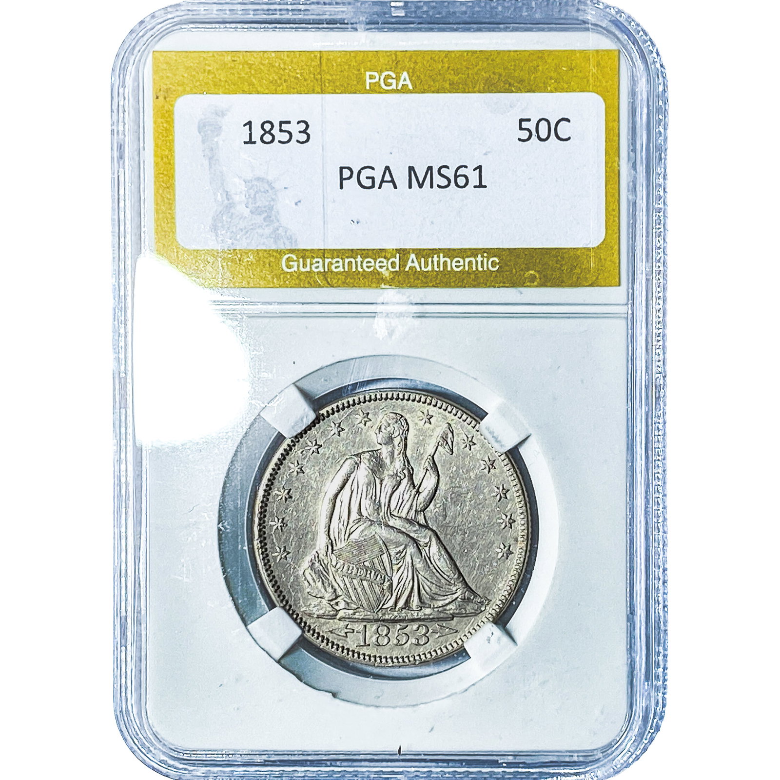 1853 Seated Liberty Half Dollar PGA MS61 (1 of 2)