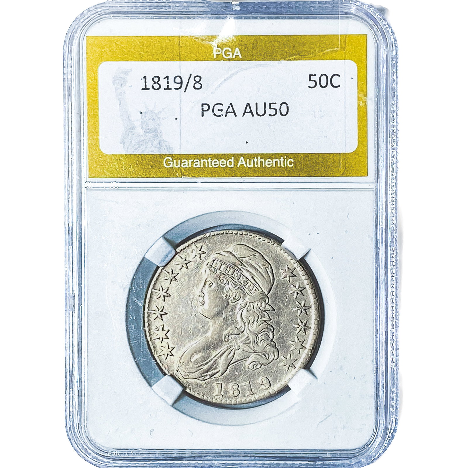 1819/8 Capped Bust Half Dollar PGA AU50: 1819/8 Capped Bust Half Dollar PGA AU50