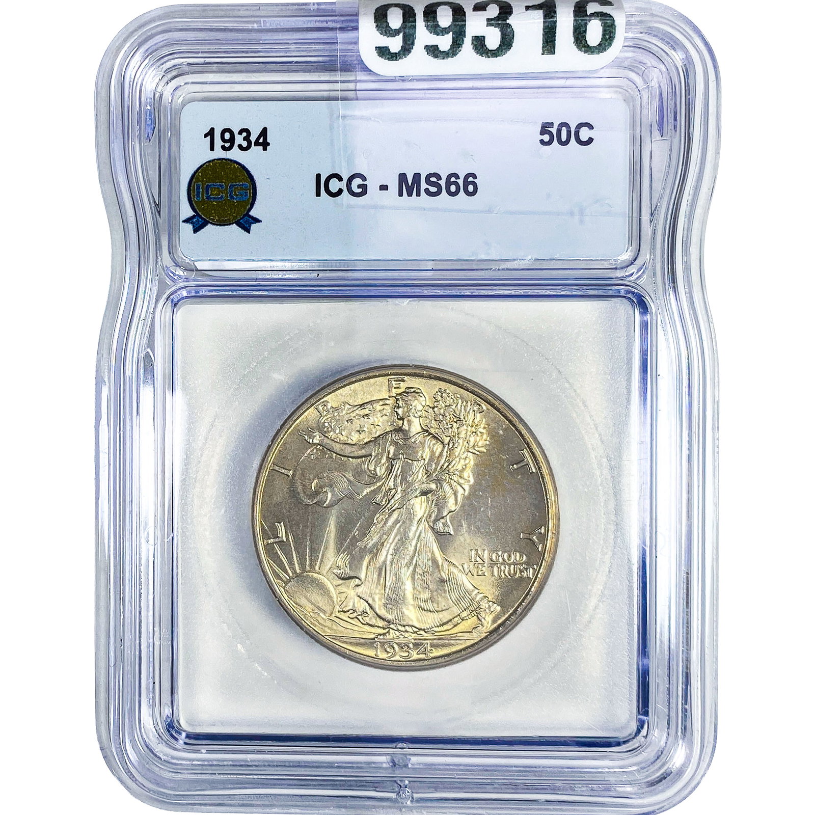 1934 Walking Liberty Half Dollar ICG MS66: 1934 Walking Liberty Half Dollar ICG MS66
