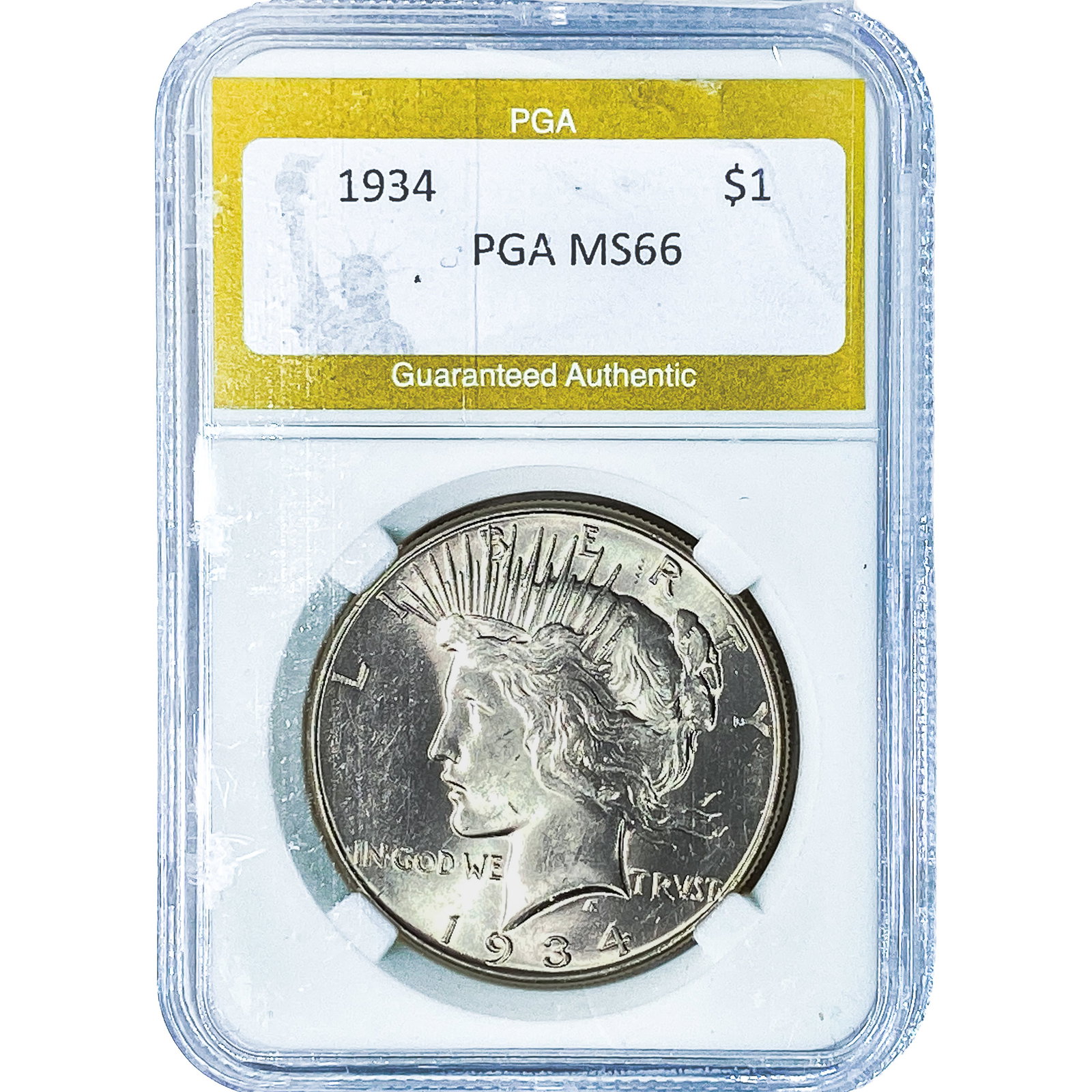 1934 Silver Peace Dollar PGA MS66: 1934 Silver Peace Dollar PGA MS66
