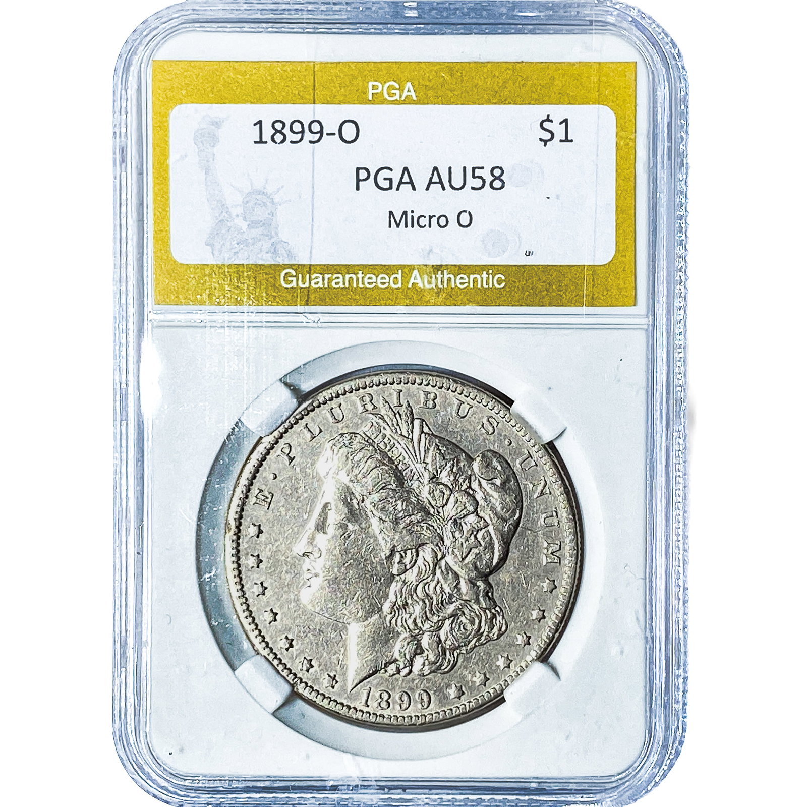 1899-O Morgan Silver Dollar PGA AU58 Micro O: 1899-O Morgan Silver Dollar PGA AU58 Micro O