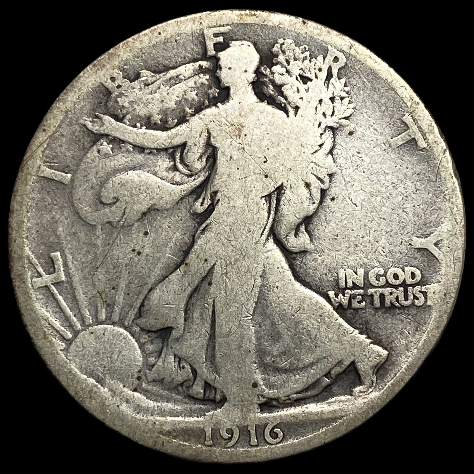 1916 Walking Liberty Half Dollar NICELY CIRCULATED: 1916 Walking Liberty Half Dollar NICELY CIRCULATED