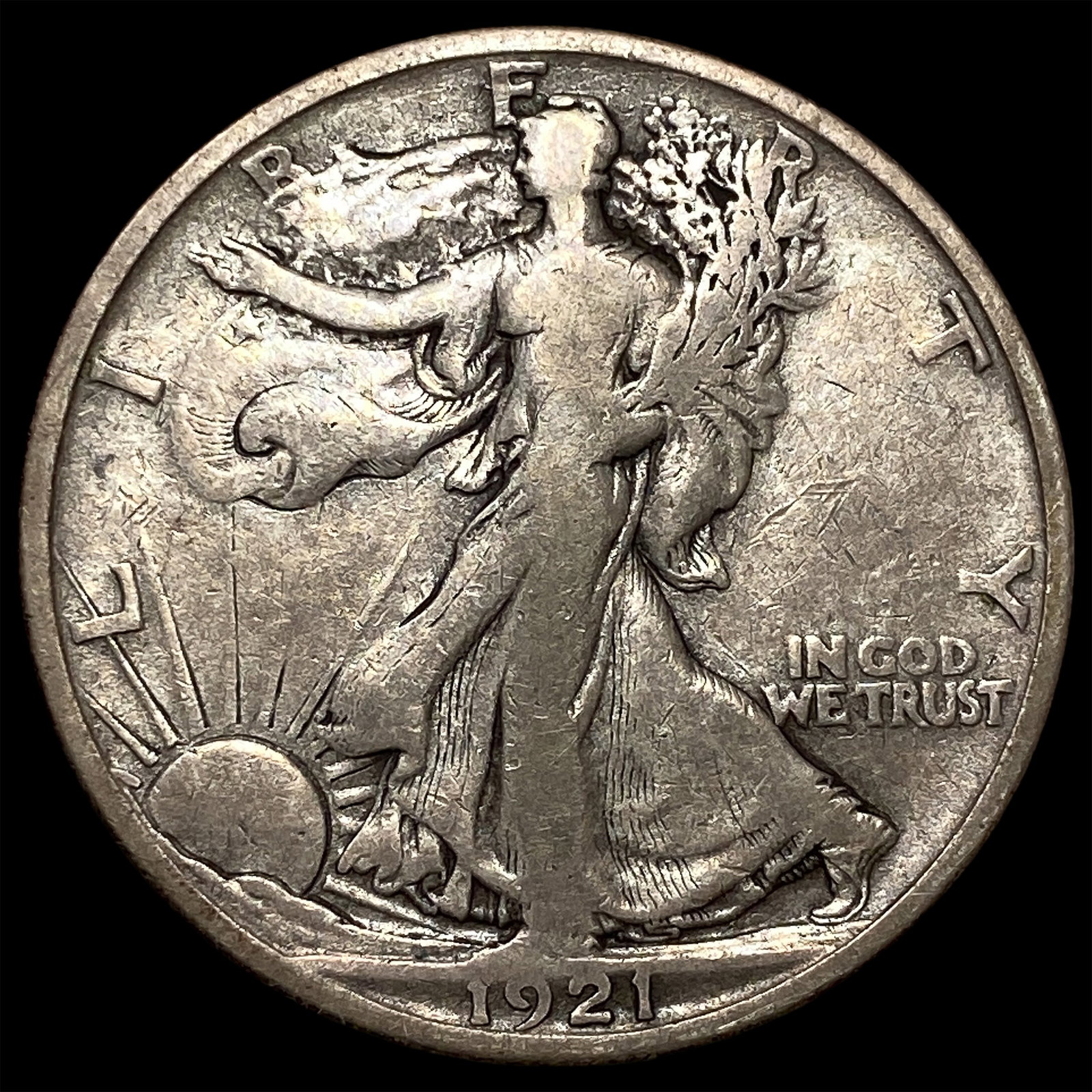 1921-S Silver Walking Liberty Half Dollar LIGHTLY CIRCULATED: 1921-S Silver Walking Liberty Half Dollar LIGHTLY CIRCULATED