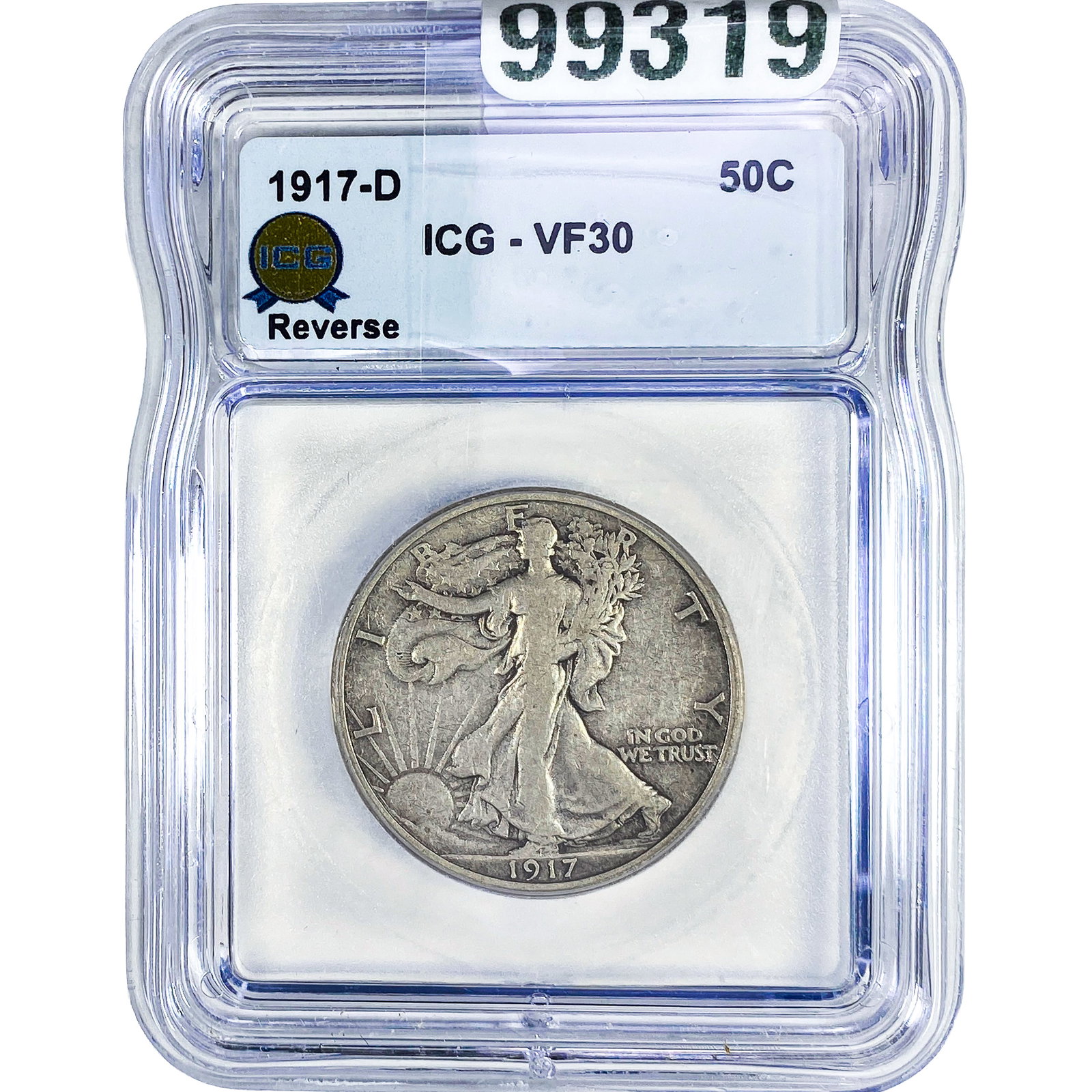 1917-D Walking Liberty Half Dollar ICG VF30 Rev.: 1917-D Walking Liberty Half Dollar ICG VF30 Rev.