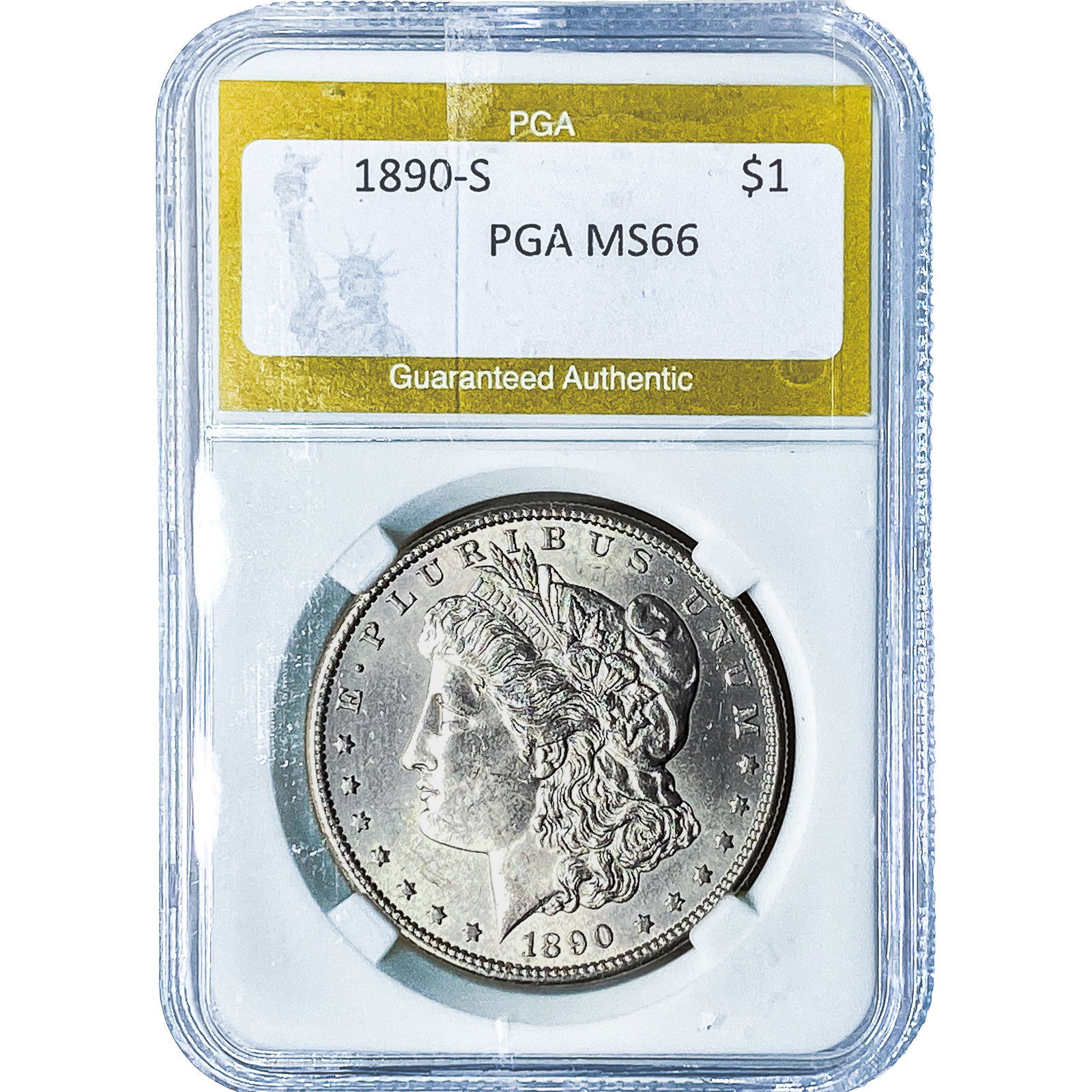 1890-S Morgan Silver Dollar PGA MS66: 1890-S Morgan Silver Dollar PGA MS66