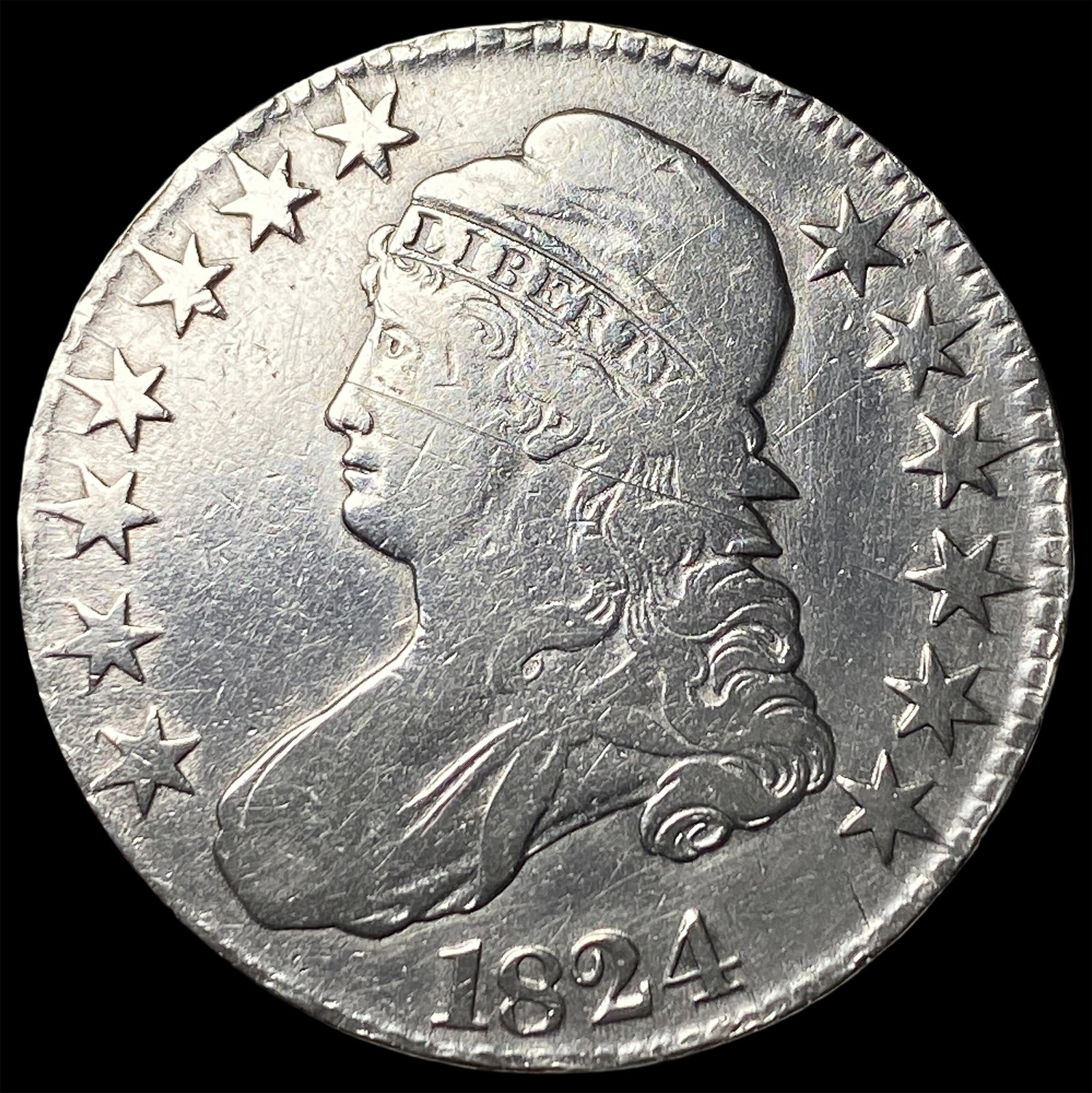1824 Capped Bust Half Dollar NEARLY UNCIRCULATED: 1824 Capped Bust Half Dollar NEARLY UNCIRCULATED
