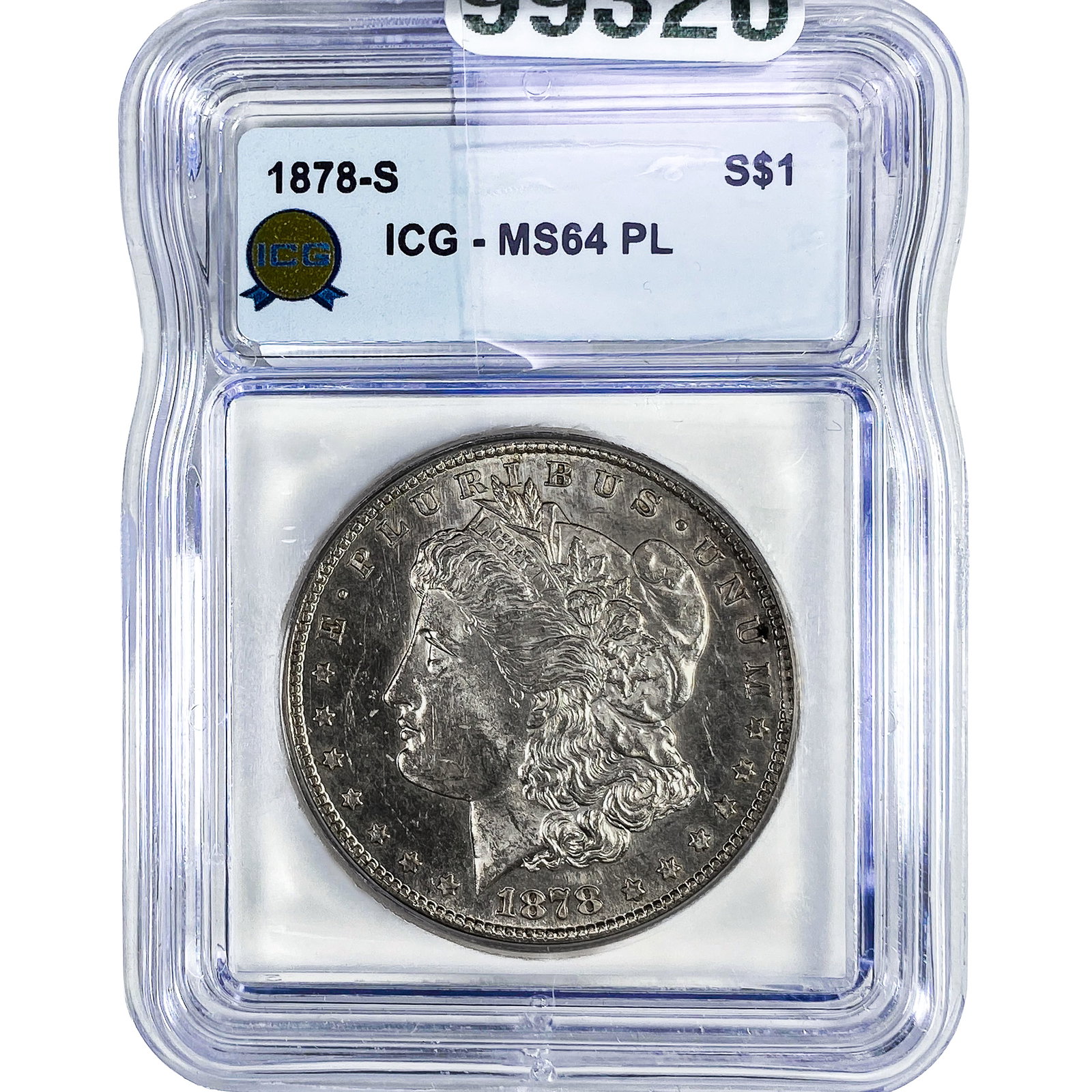 1878-S Morgan Silver Dollar ICG MS64 PL: 1878-S Morgan Silver Dollar ICG MS64 PL