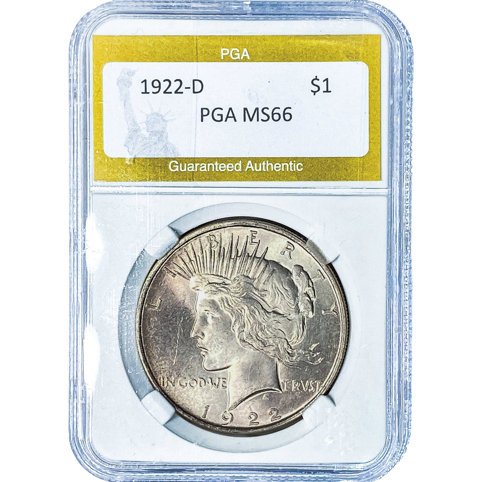1922-D Silver Peace Dollar PGA MS66: 1922-D Silver Peace Dollar PGA MS66