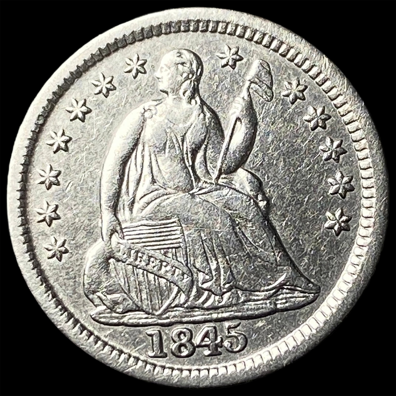 1845 Silver Half Dime UNCIRCULATED: 1845 Silver Half Dime UNCIRCULATED