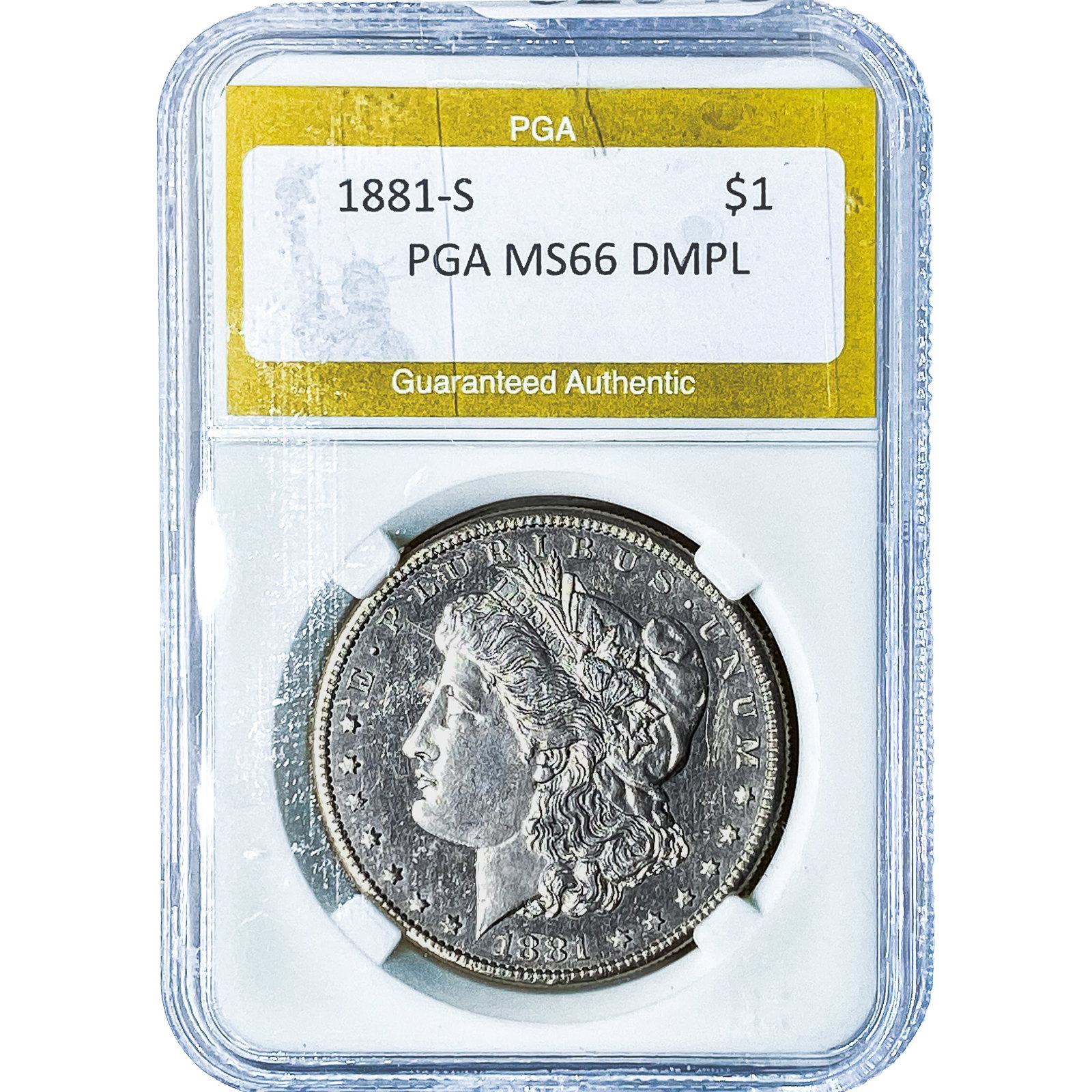 1881-S Morgan Silver Dollar PGA MS66DMPL: 1881-S Morgan Silver Dollar PGA MS66DMPL