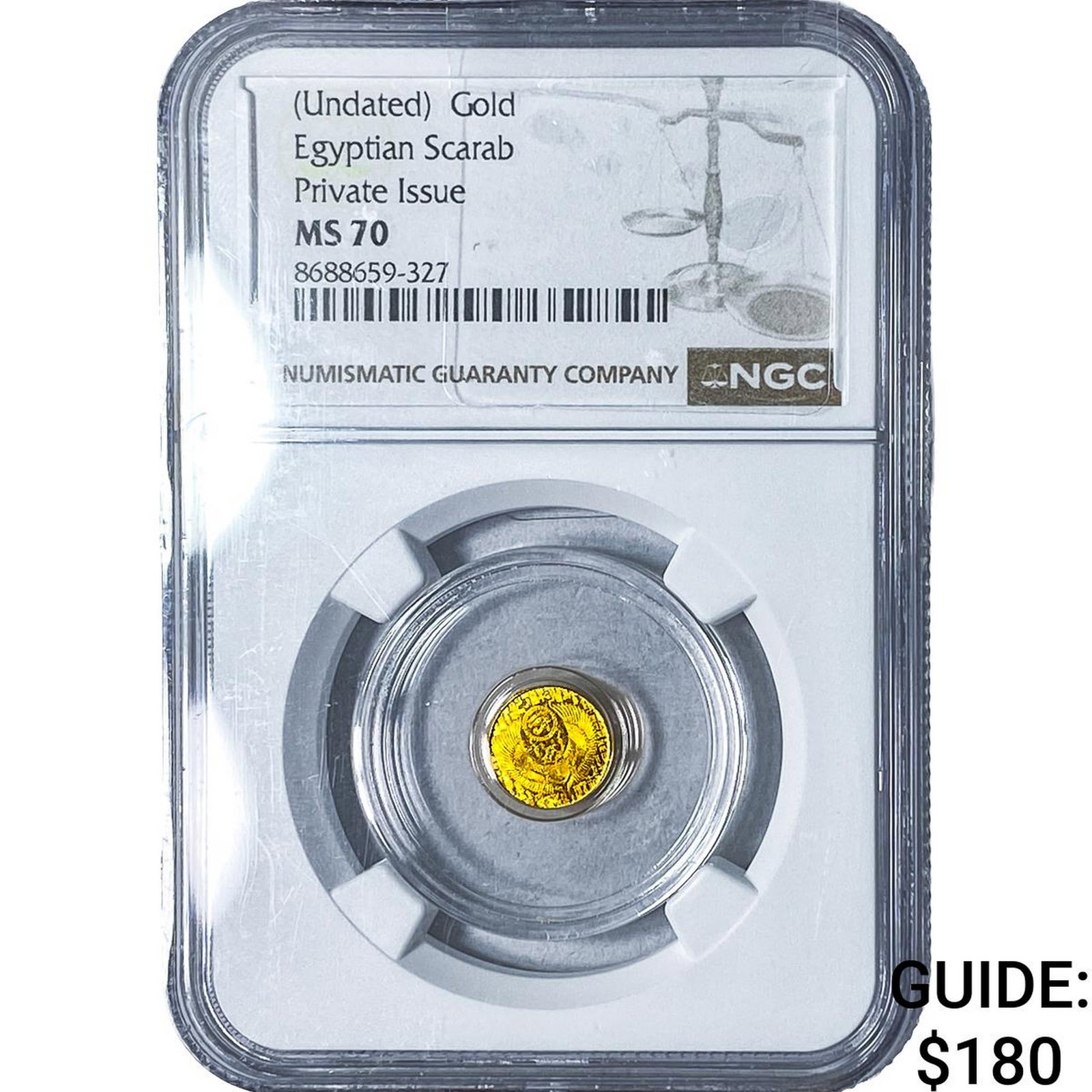 Egypt 1/200oz Gold Scarab Private Issue NGC MS70: Egypt 1/200oz Gold Scarab Private Issue NGC MS70