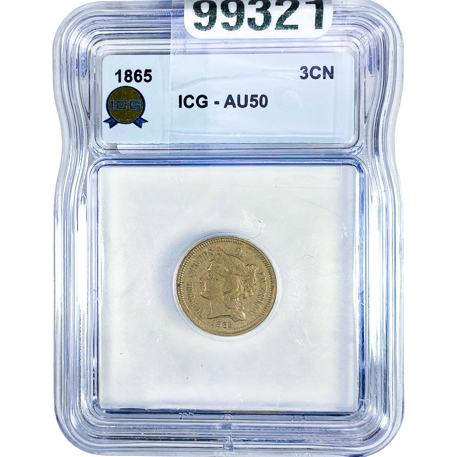 1865 Nickel Three Cent ICG AU50 (1 of 2)