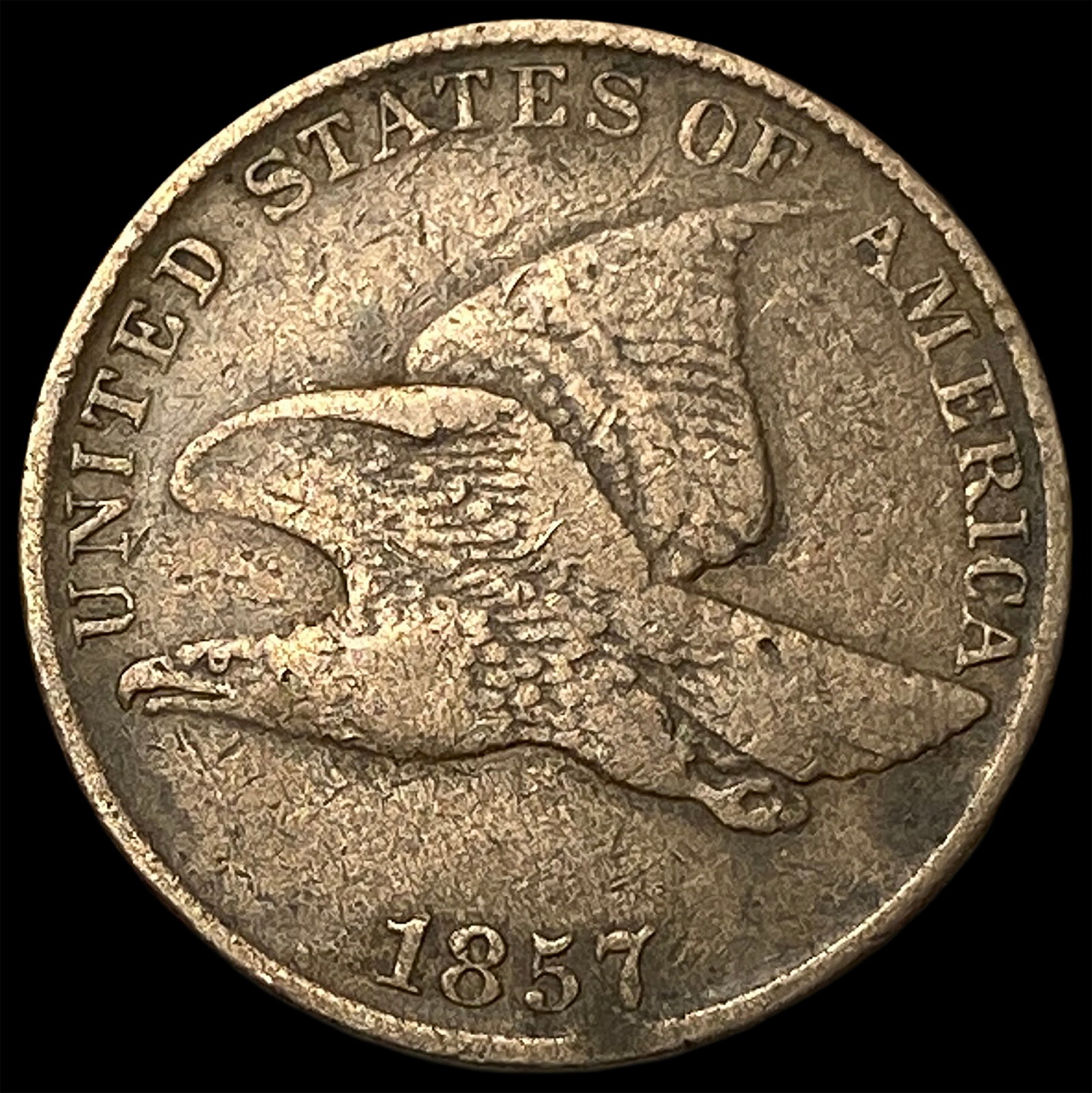 1857 Copper-Nickel Flying Eagle Cent CLOSELY UNCIRCULATED: 1857 Copper-Nickel Flying Eagle Cent CLOSELY UNCIRCULATED