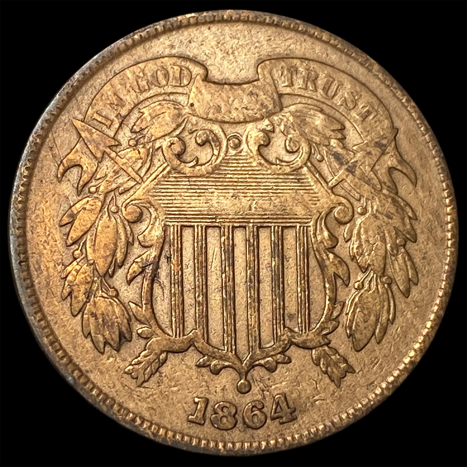 1864 Copper 2-Cent Piece UNCIRCULATED: 1864 Copper 2-Cent Piece UNCIRCULATED