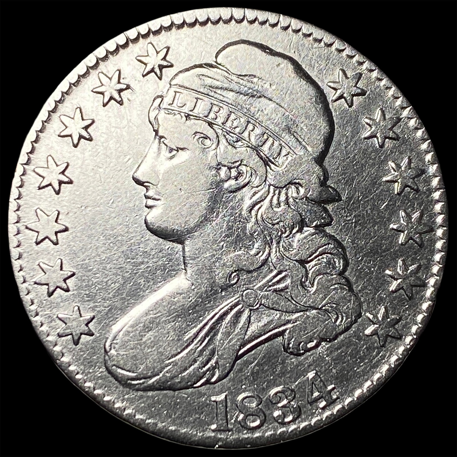 1834 Capped Bust Half Dollar CLOSELY UNCIRCULATED: 1834 Capped Bust Half Dollar CLOSELY UNCIRCULATED