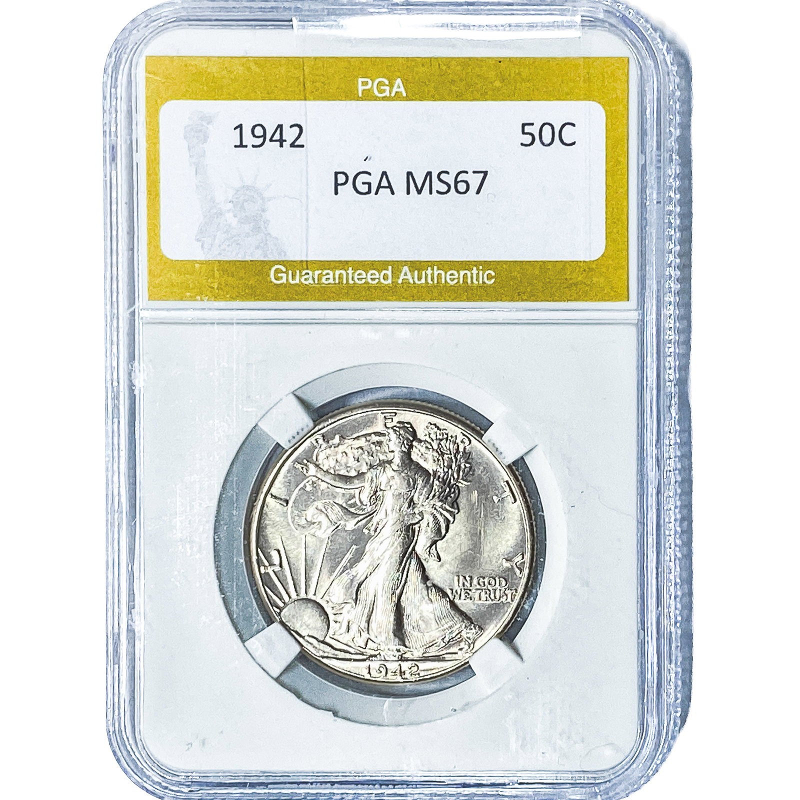 1942 Walking Liberty Half Dollar PGA MS67: 1942 Walking Liberty Half Dollar PGA MS67
