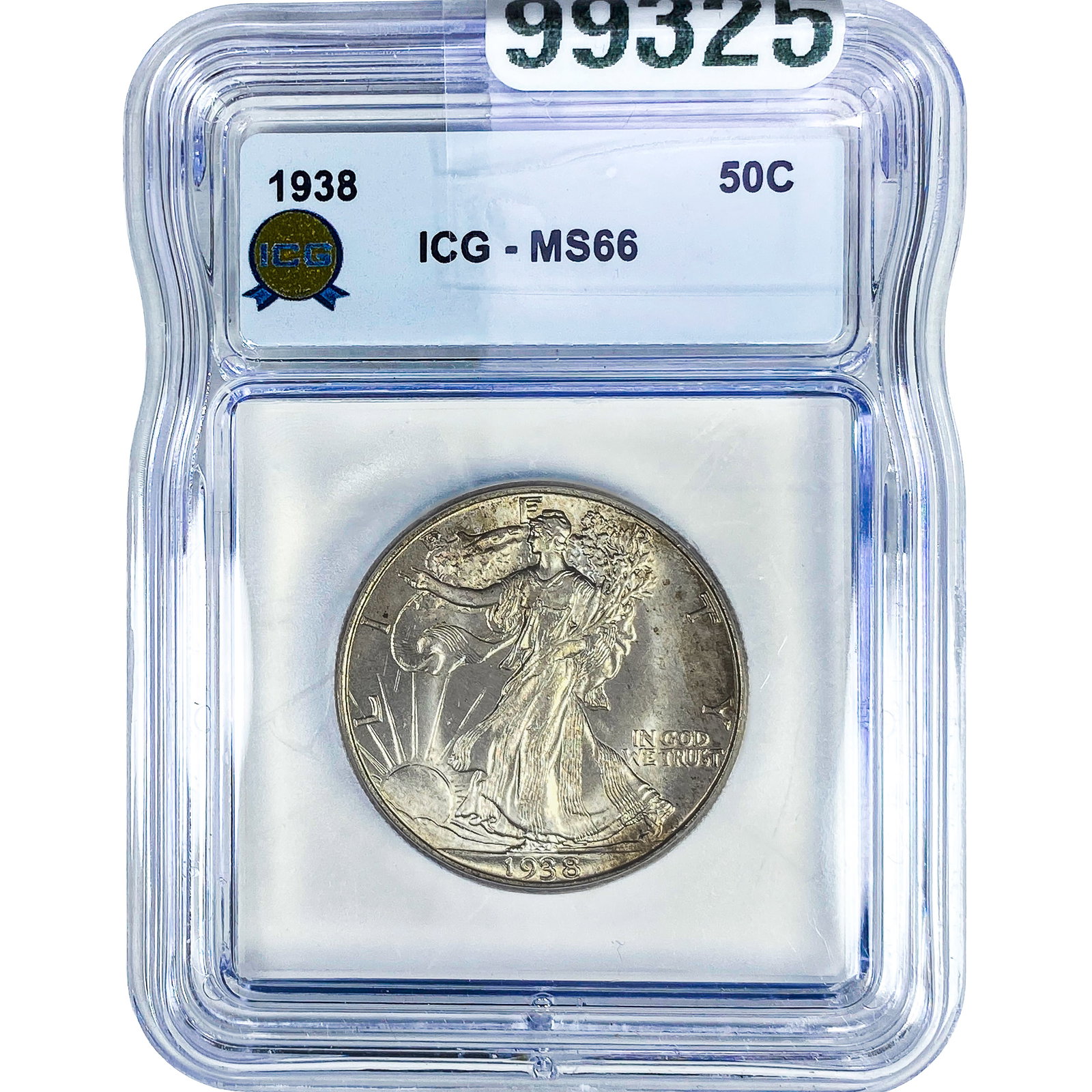 1938 Walking Liberty Half Dollar ICG MS66: 1938 Walking Liberty Half Dollar ICG MS66