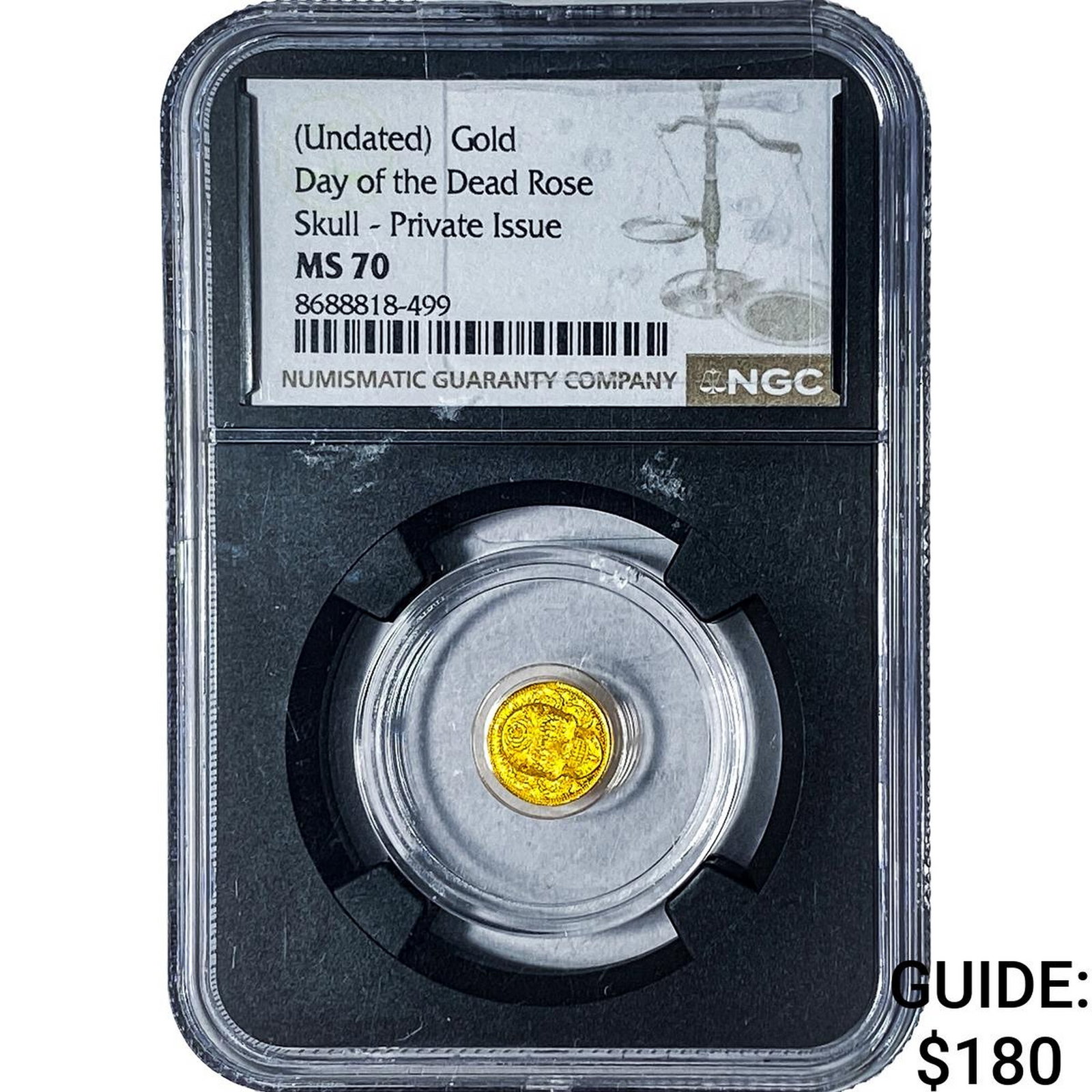 Day of the Dead Rose Skull 1/200oz Gold Pri. Iss.: Day of the Dead Rose Skull 1/200oz Gold Pri. Iss.