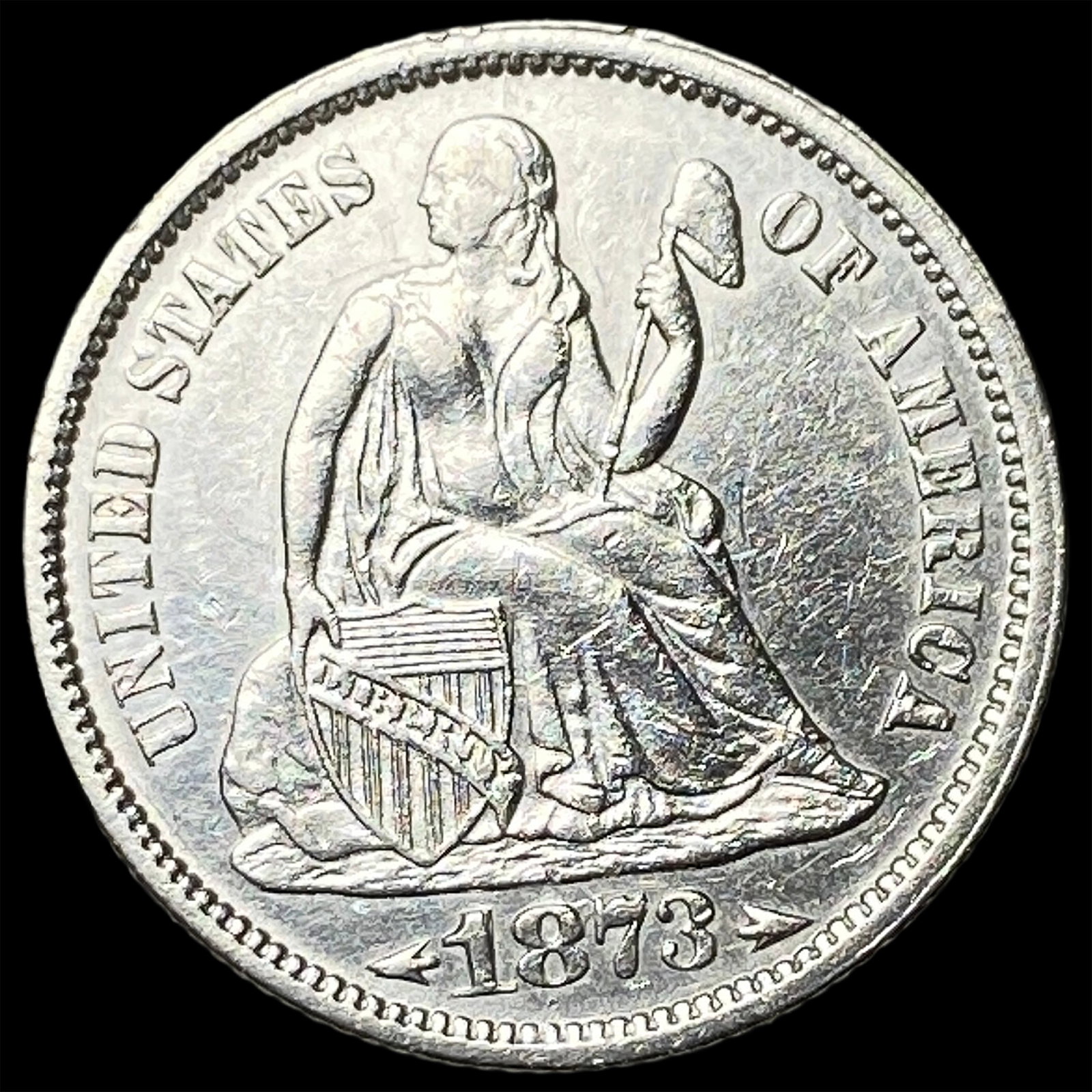 1873 Arrows Seated Liberty Dime UNCIRCULATED: 1873 Arrows Seated Liberty Dime UNCIRCULATED