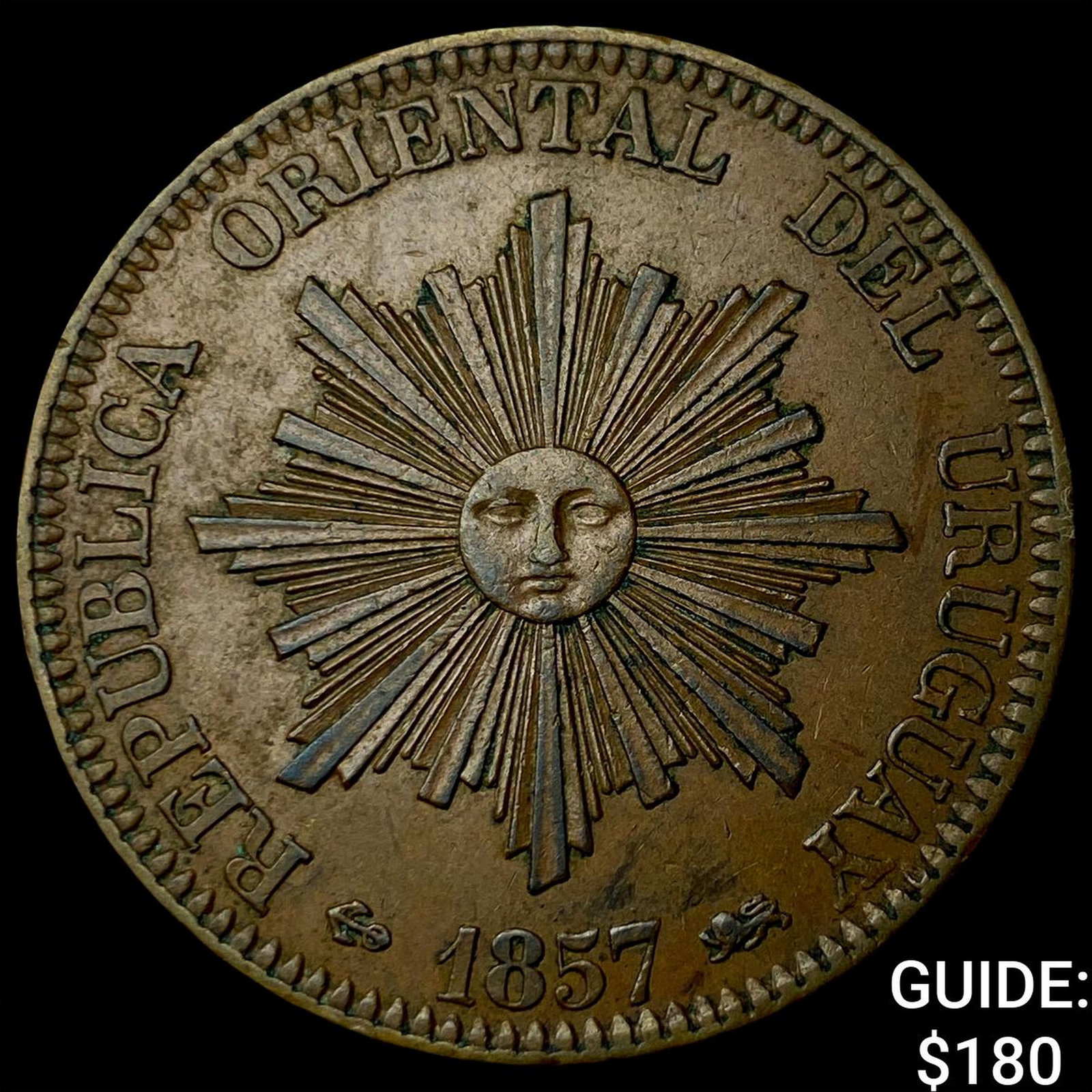 1857D Uruguay Copper 20 Centesimos (1 of 2)