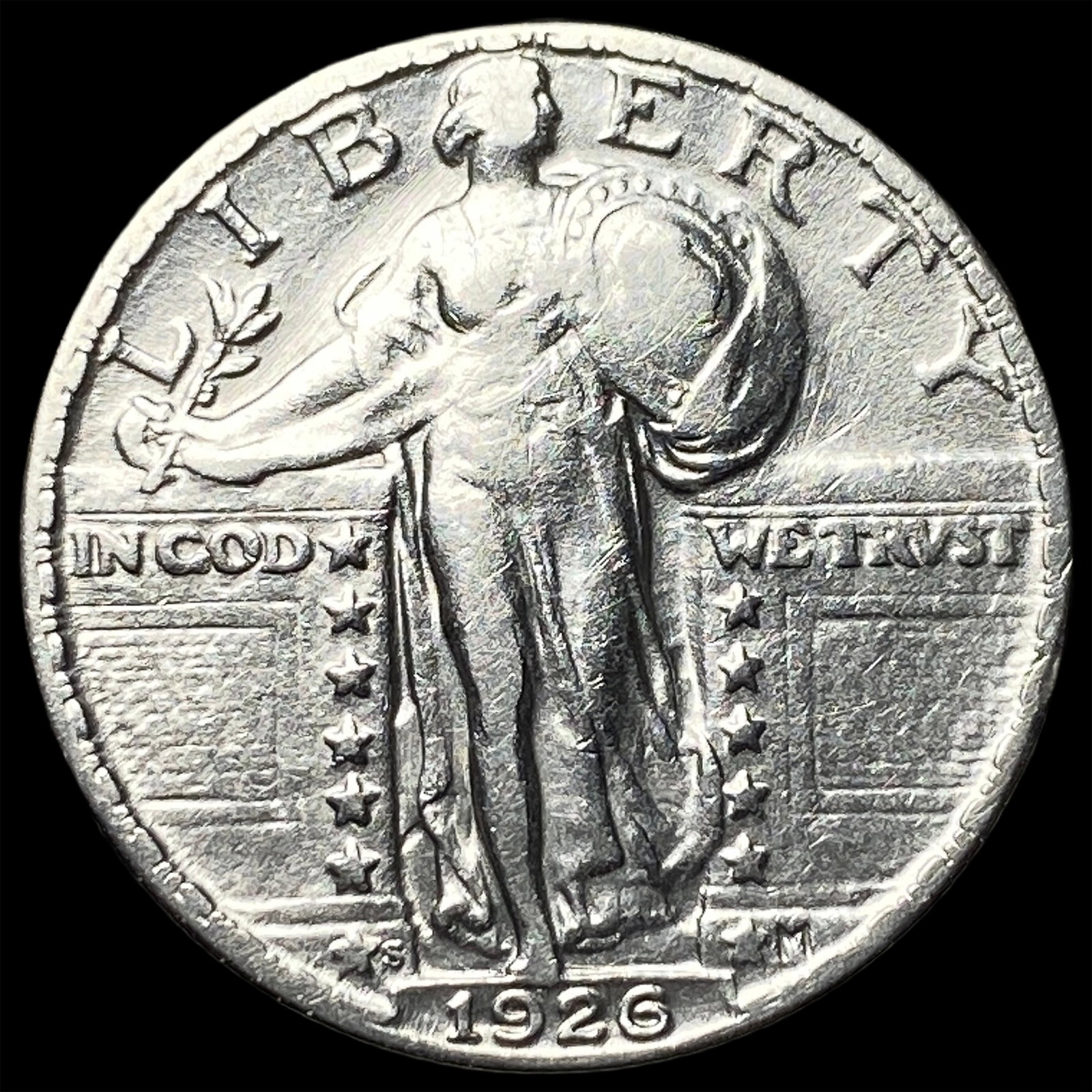 1926-S Silver Standing Liberty Quarter CLOSELY UNCIRCULATED: 1926-S Silver Standing Liberty Quarter CLOSELY UNCIRCULATED