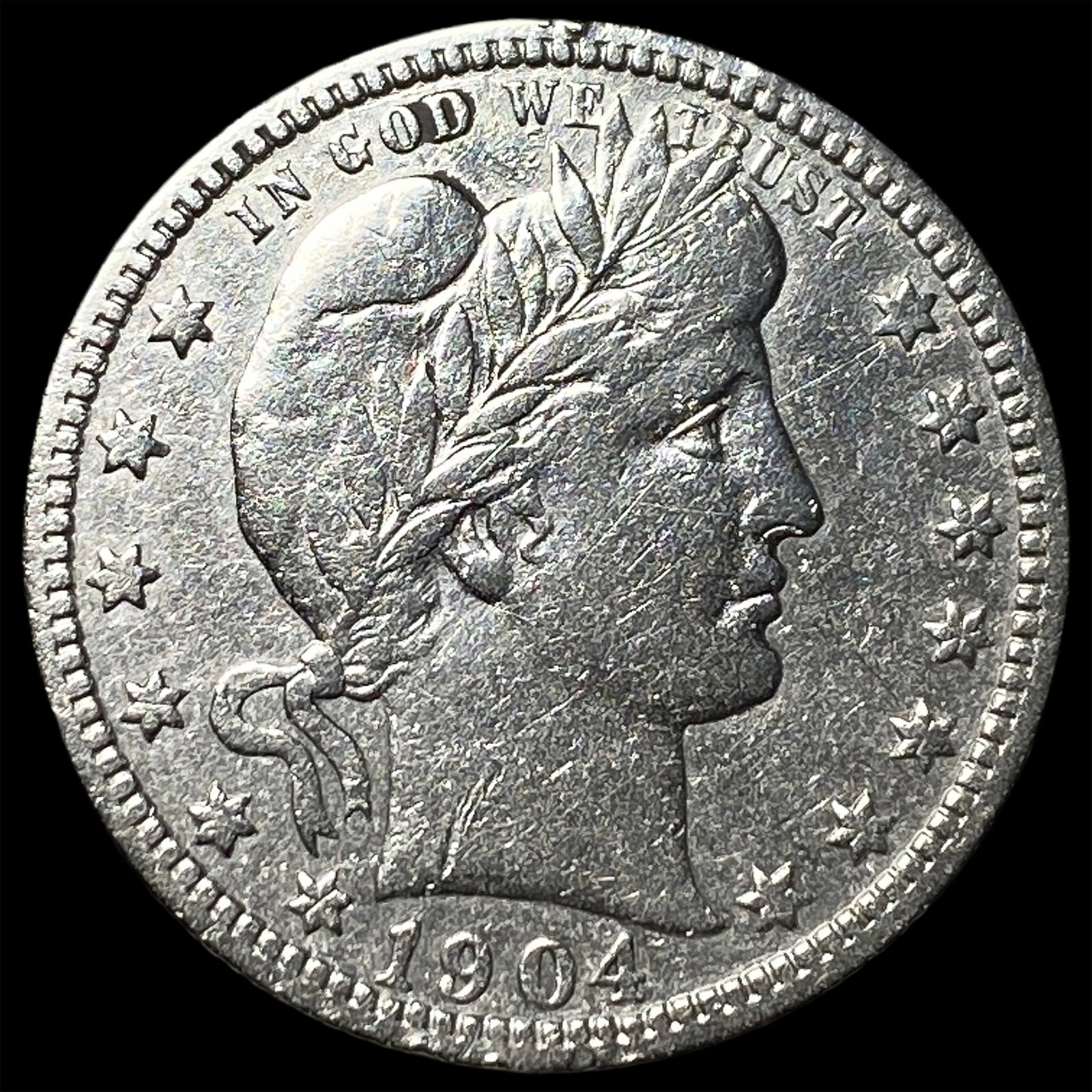 1904 Barber Silver Quarter CLOSELY UNCIRCULATED: 1904 Barber Silver Quarter CLOSELY UNCIRCULATED