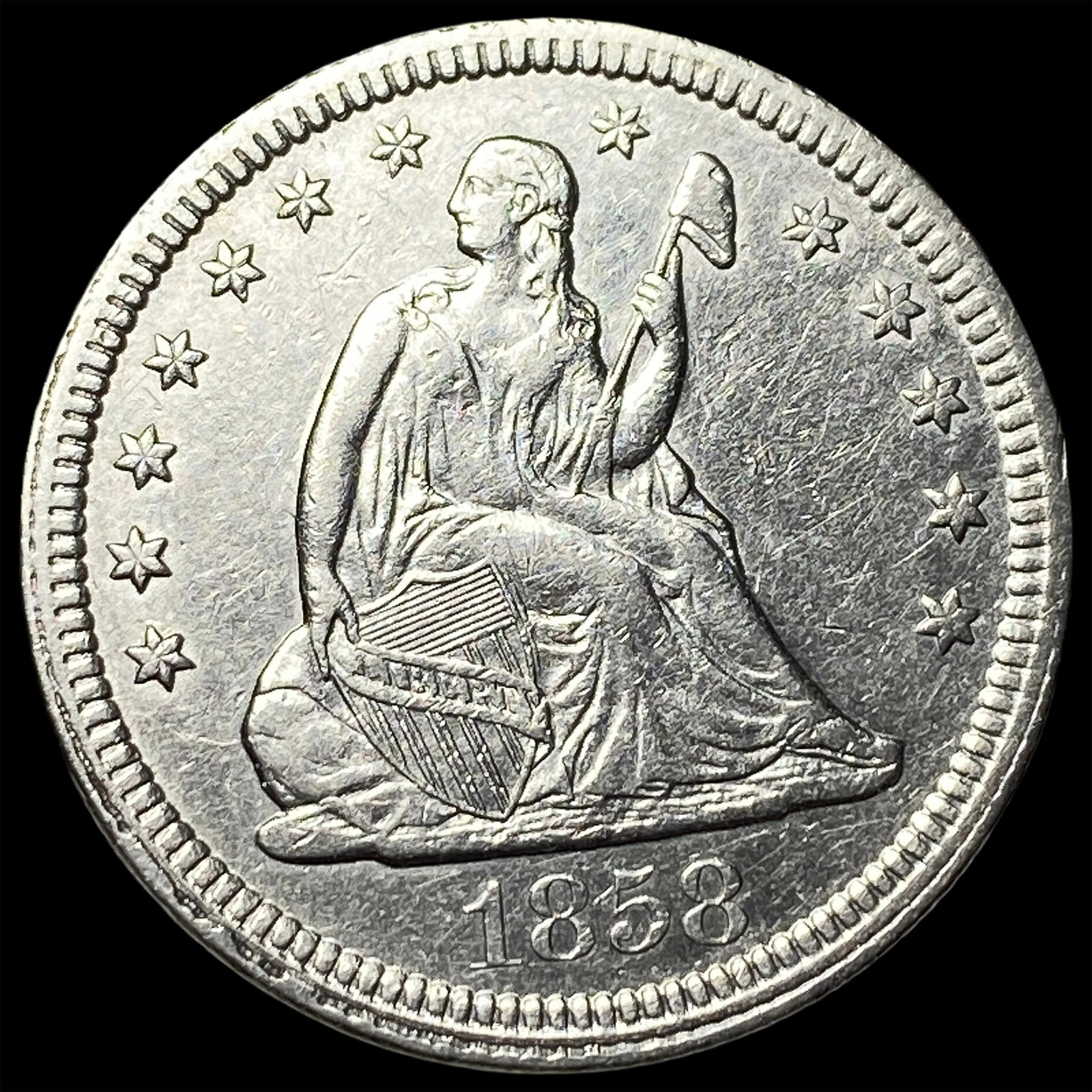 1858 Seated Liberty Quarter UNCIRCULATED (1 of 2)