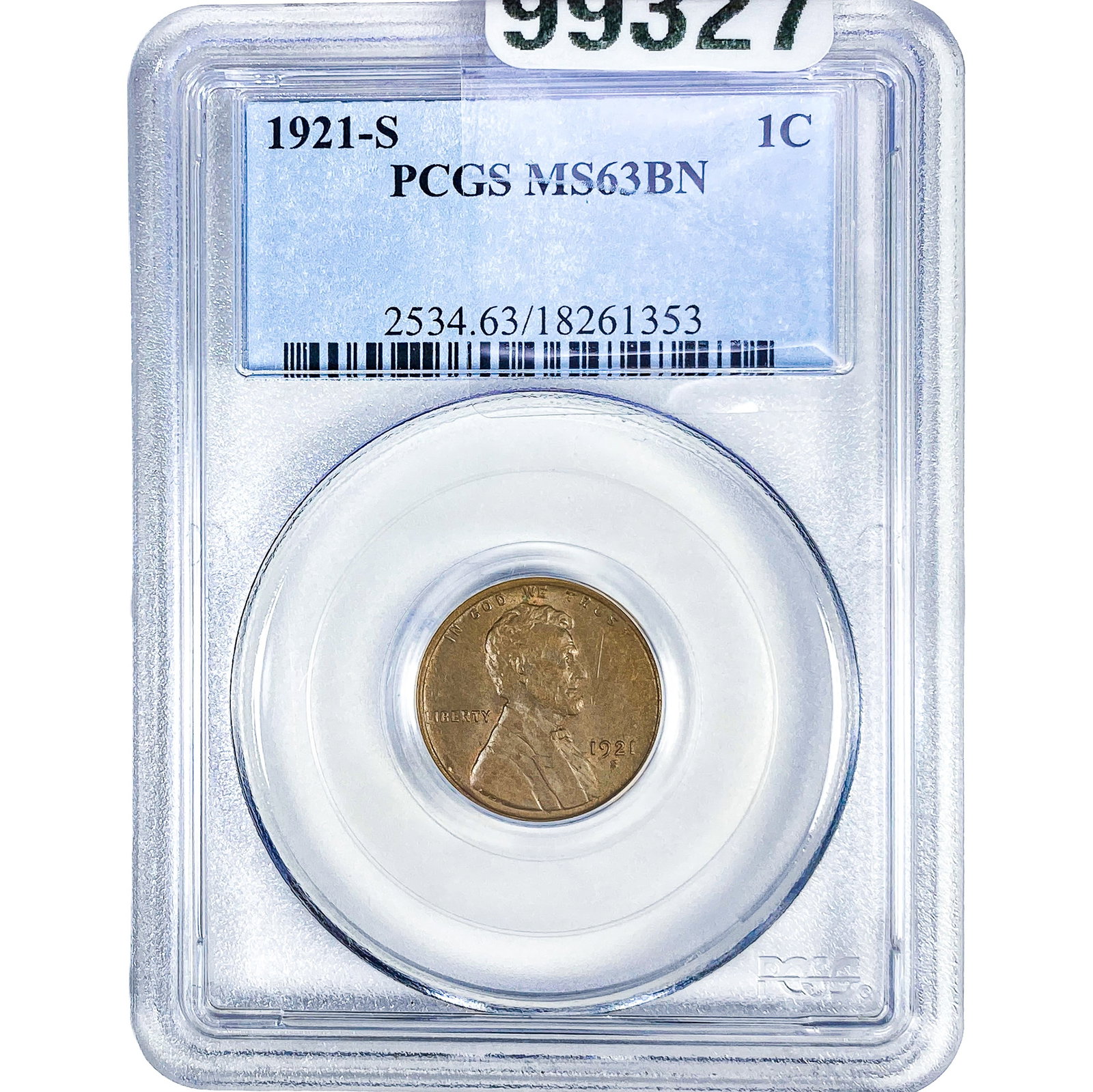 1921-S Wheat Cent PCGS MS63 BN: 1921-S Wheat Cent PCGS MS63 BN