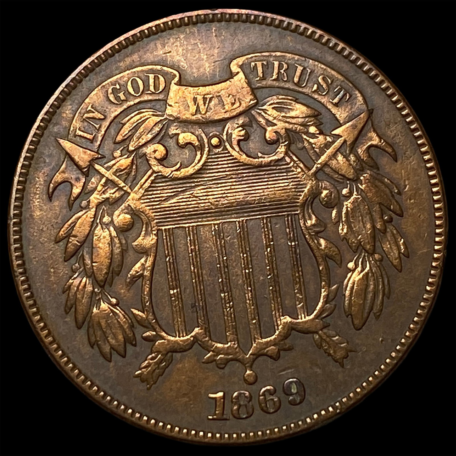 1869 Bronze Two-Cent Piece CHOICE AU (1 of 2)