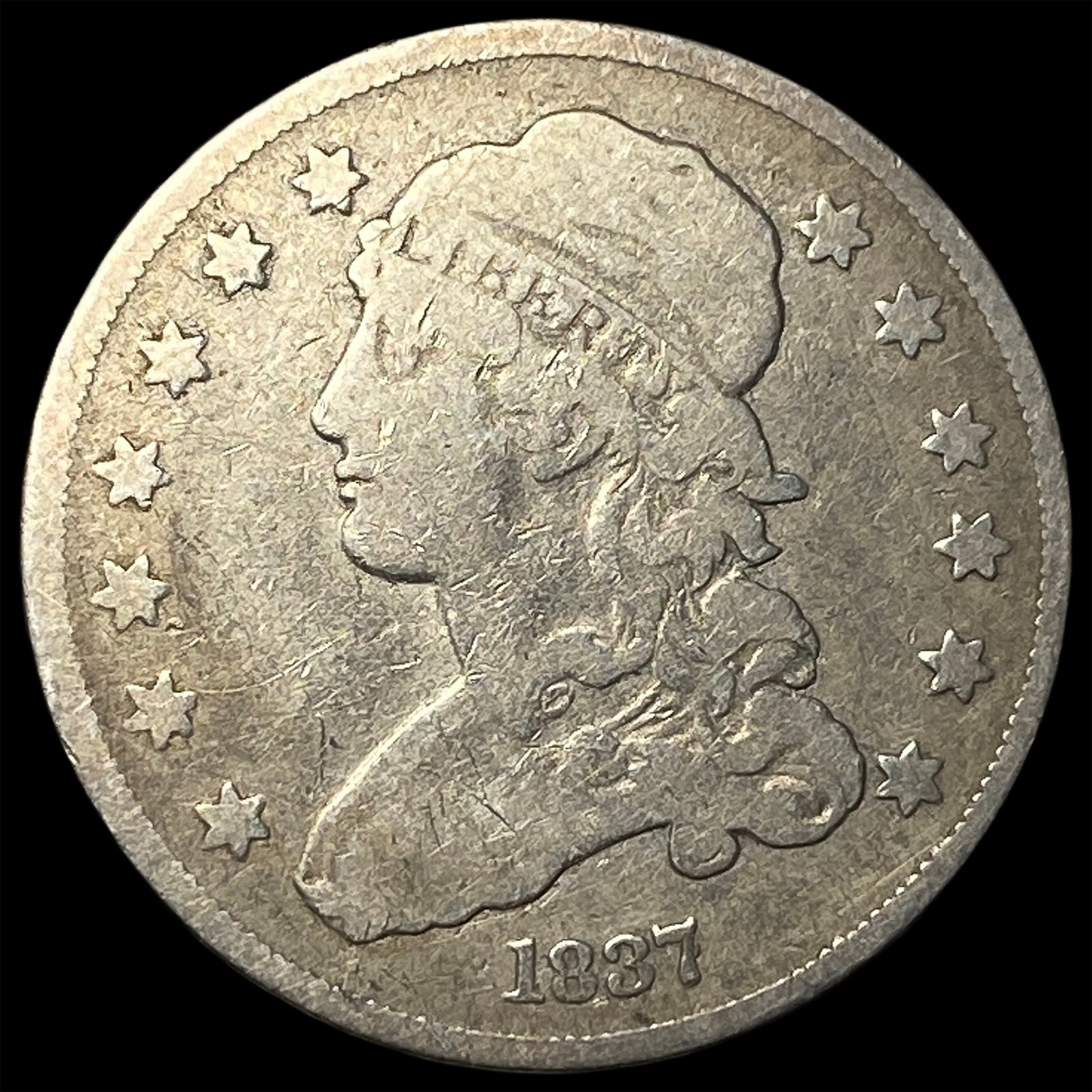 1837 Capped Bust Silver Quarter LIGHTLY CIRCULATED: 1837 Capped Bust Silver Quarter LIGHTLY CIRCULATED