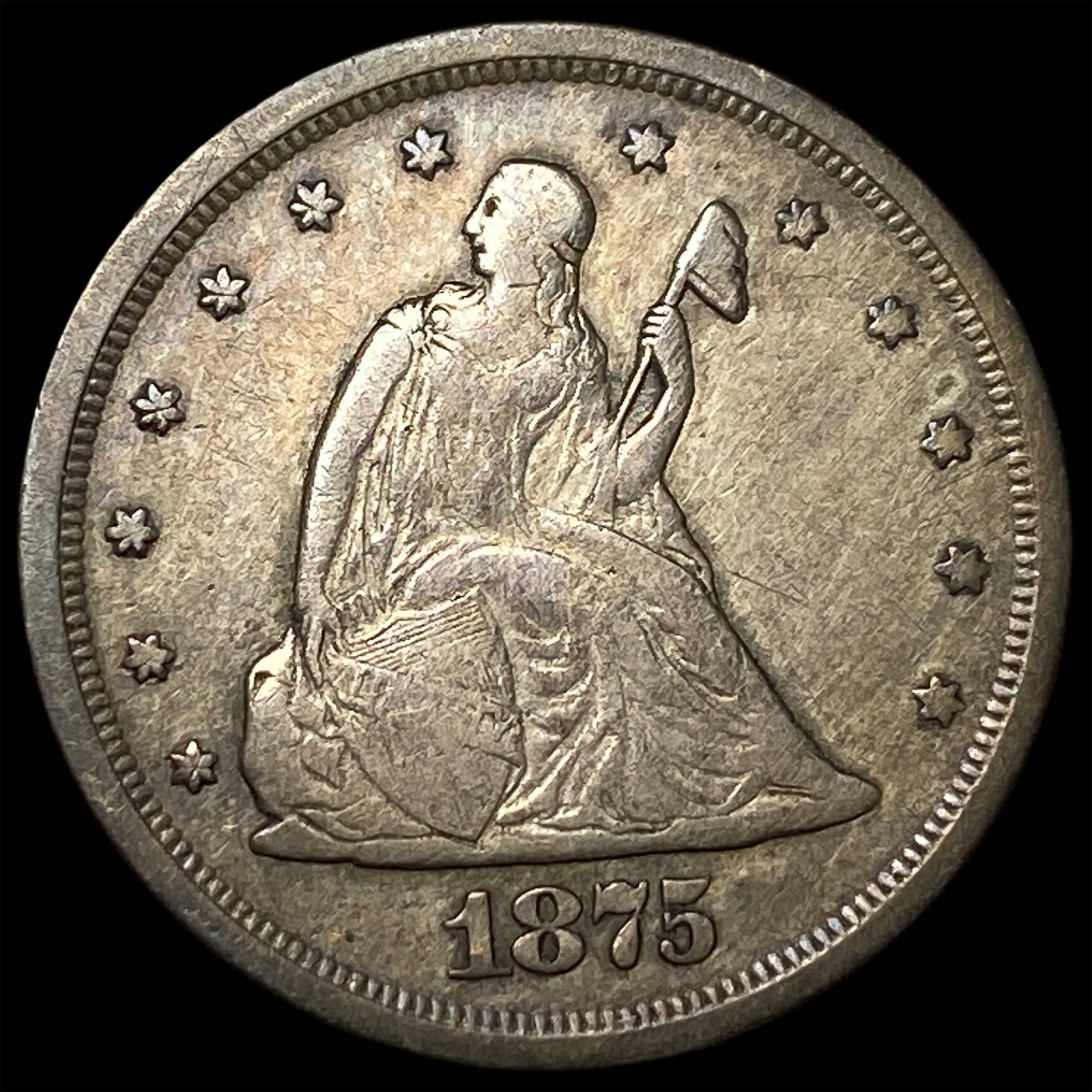 1875-S Silver Twenty Cents CLOSELY UNCIRCULATED: 1875-S Silver Twenty Cents CLOSELY UNCIRCULATED