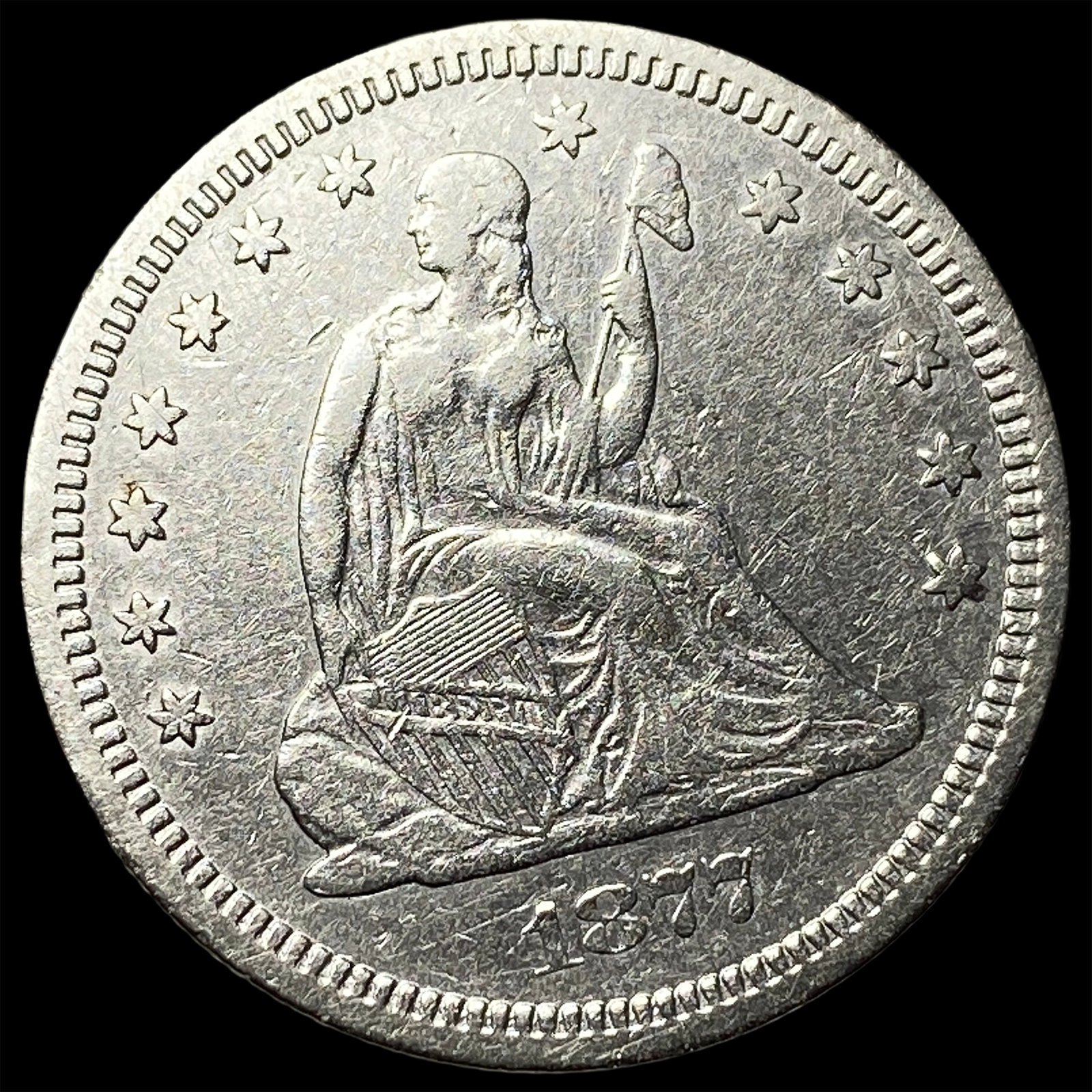 1877 Seated Liberty Quarter CLOSELY UNCIRCULATED: 1877 Seated Liberty Quarter CLOSELY UNCIRCULATED