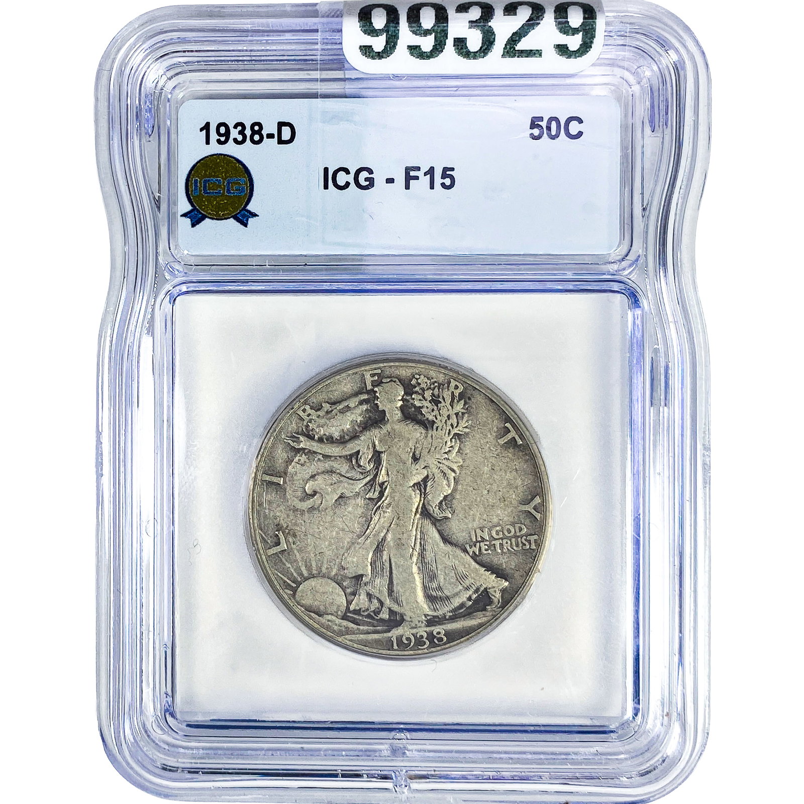 1938-D Walking Liberty Half Dollar ICG F15: 1938-D Walking Liberty Half Dollar ICG F15