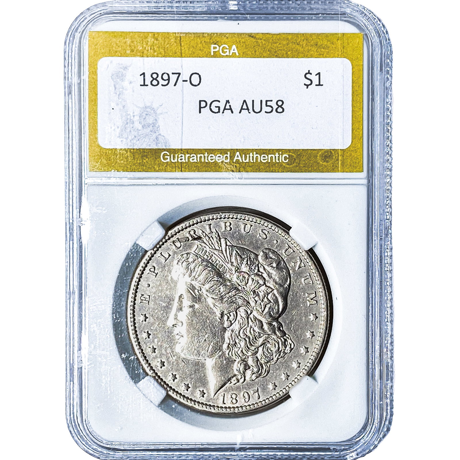 1897-O Morgan Silver Dollar PGA AU58: 1897-O Morgan Silver Dollar PGA AU58