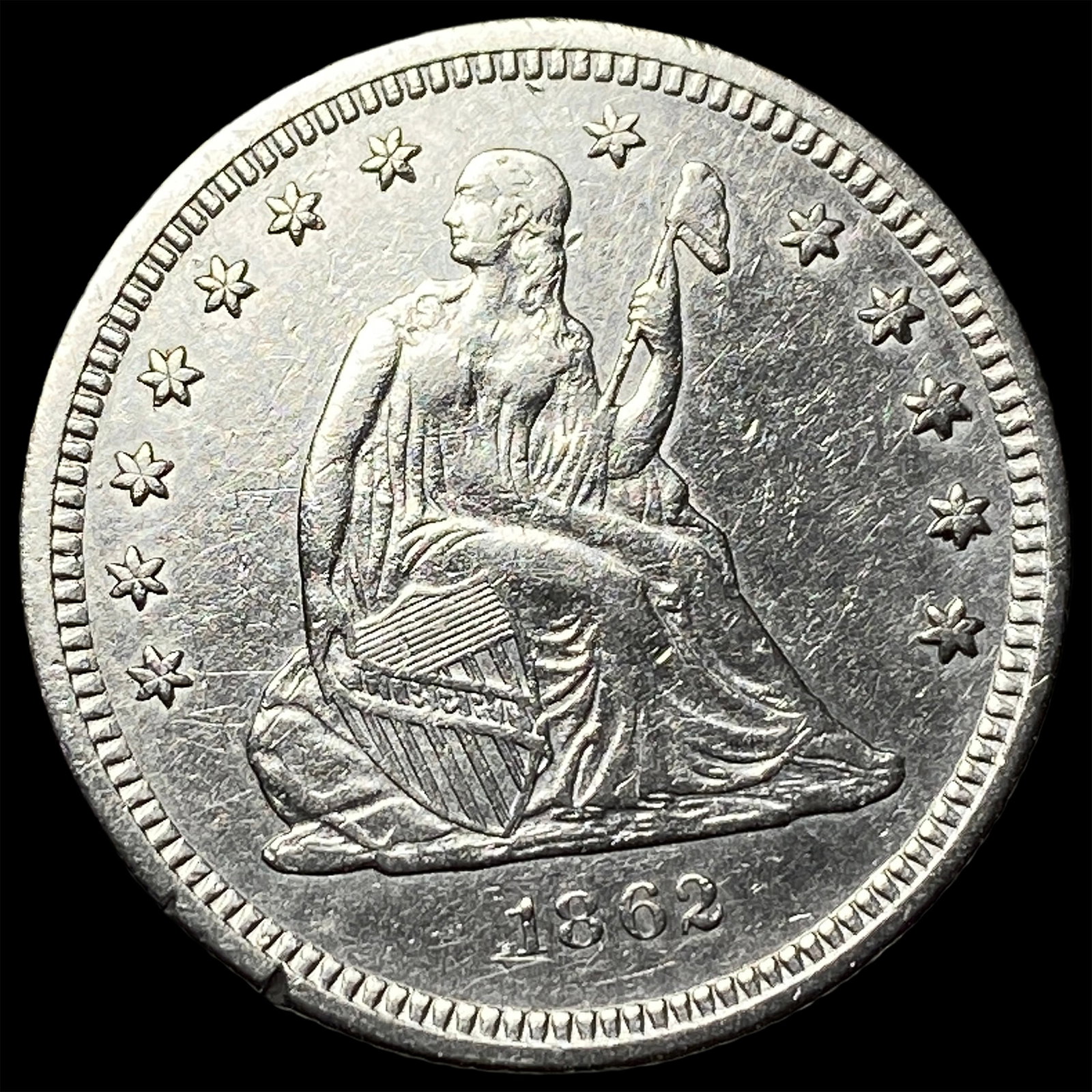 1862 Seated Liberty Quarter CHOICE AU: 1862 Seated Liberty Quarter CHOICE AU