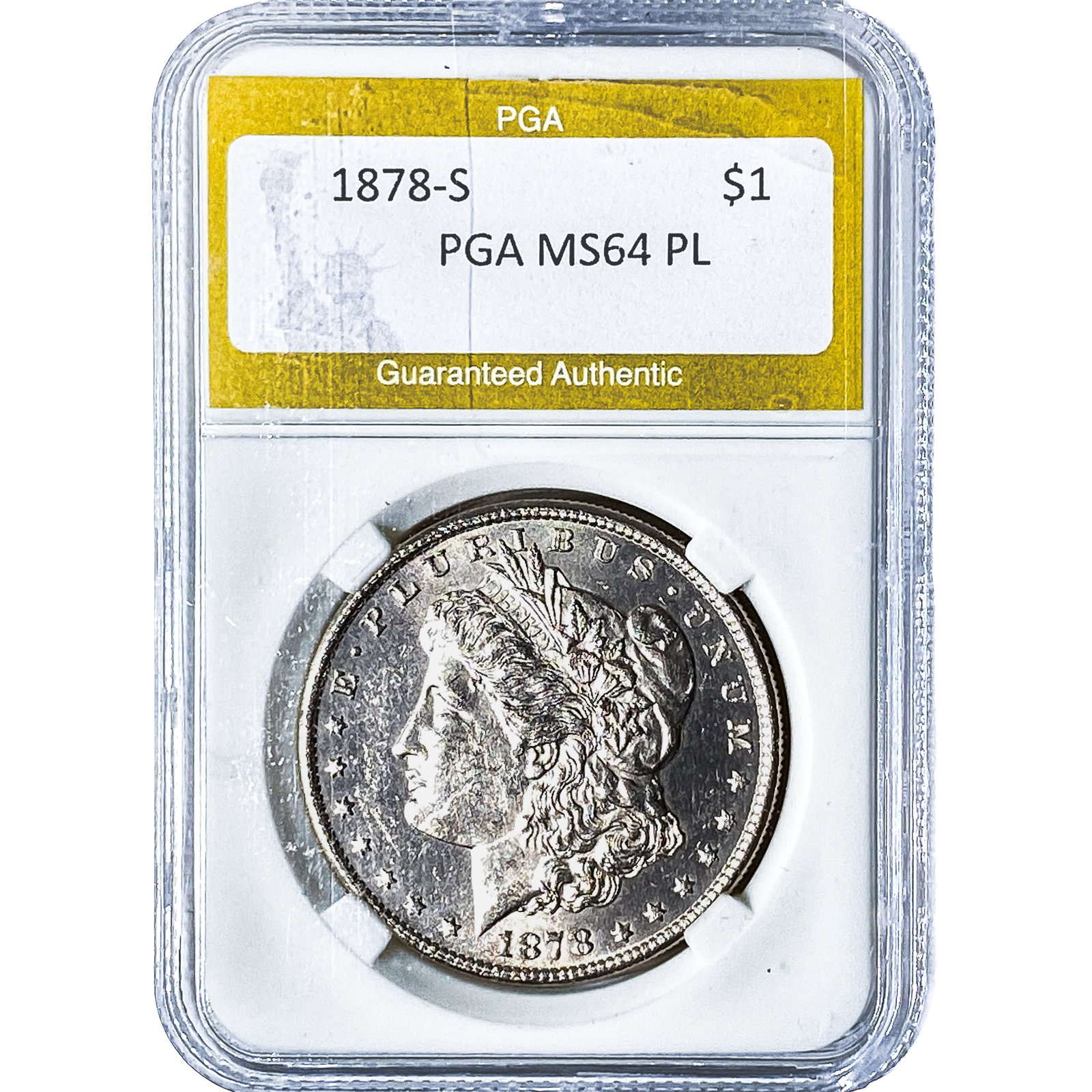 1878-S Morgan Silver Dollar PGA MS64PL: 1878-S Morgan Silver Dollar PGA MS64PL