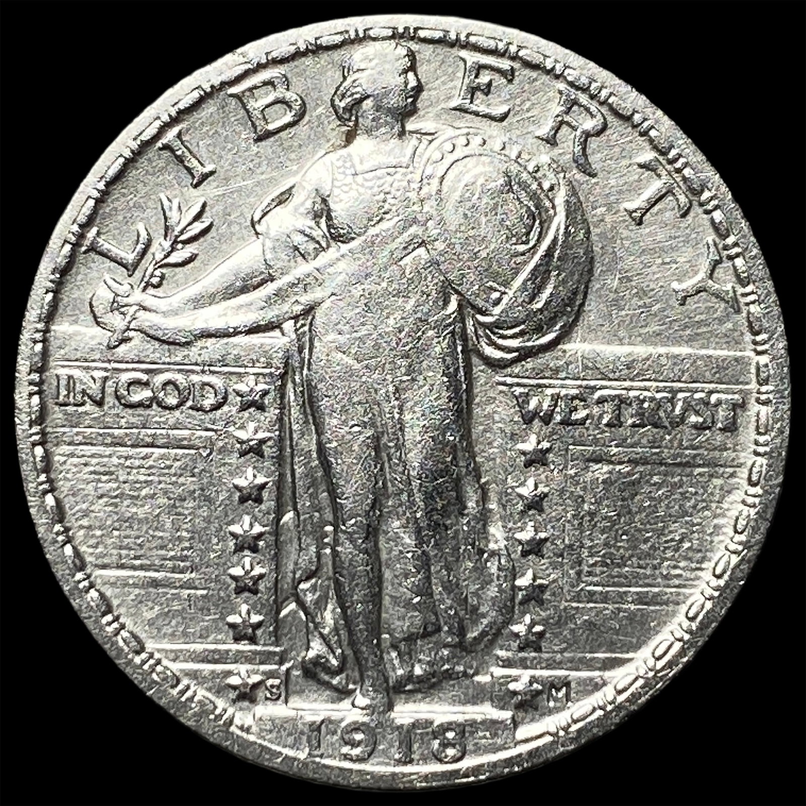 1918-S Silver Standing Liberty Quarter CLOSELY UNCIRCULATED: 1918-S Silver Standing Liberty Quarter CLOSELY UNCIRCULATED