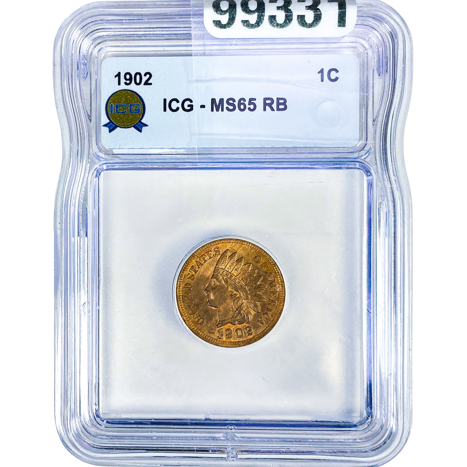 1902 Indian Head Cent ICG MS65 RB: 1902 Indian Head Cent ICG MS65 RB