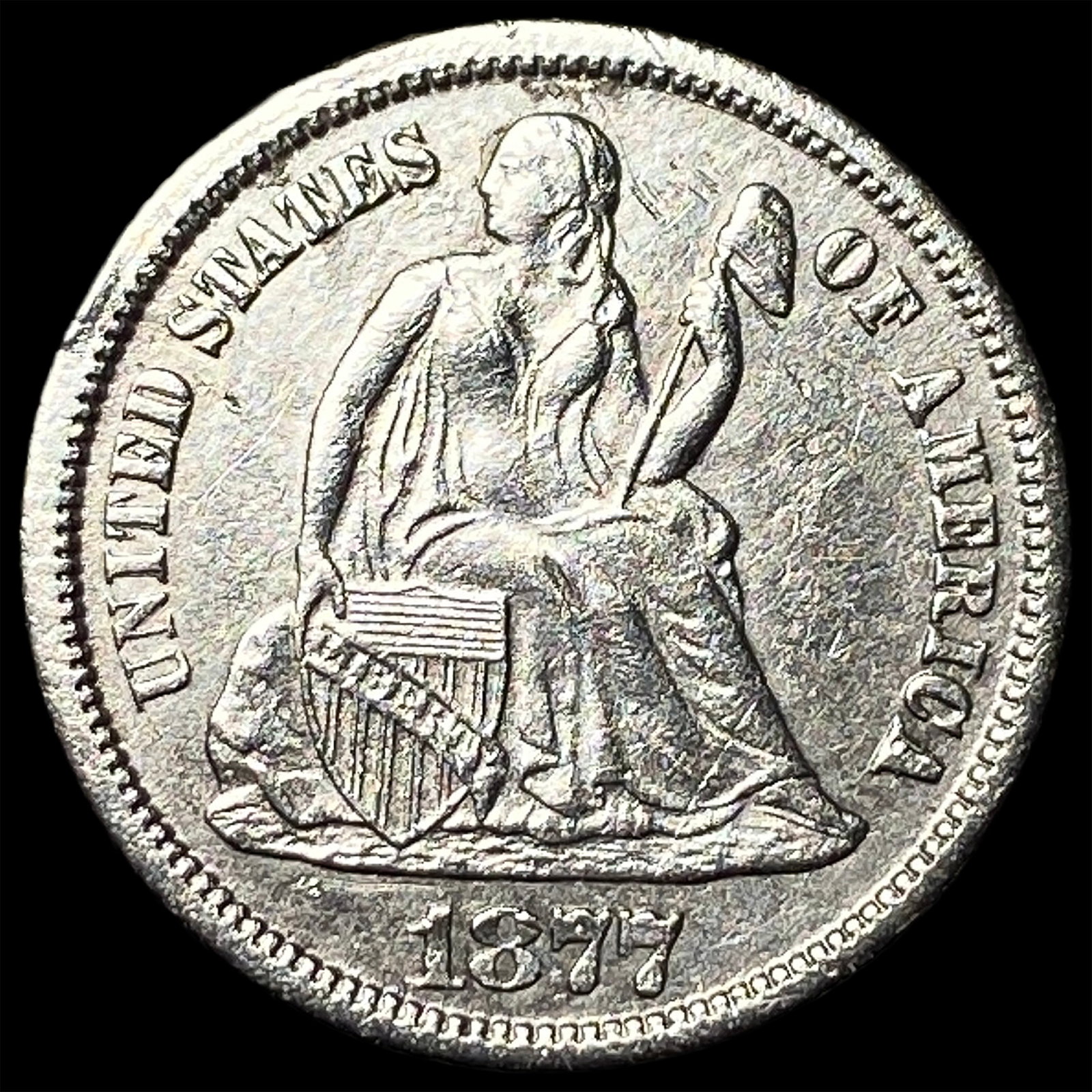 1877-CC Silver Seated Liberty Dime UNCIRCULATED: 1877-CC Silver Seated Liberty Dime UNCIRCULATED