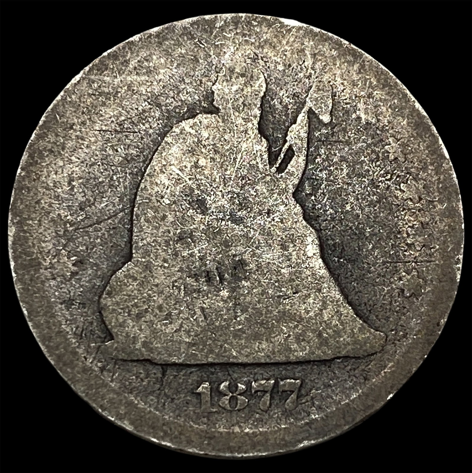 1877 Silver Seated Liberty Quarter NICELY CIRCULATED: 1877 Silver Seated Liberty Quarter NICELY CIRCULATED