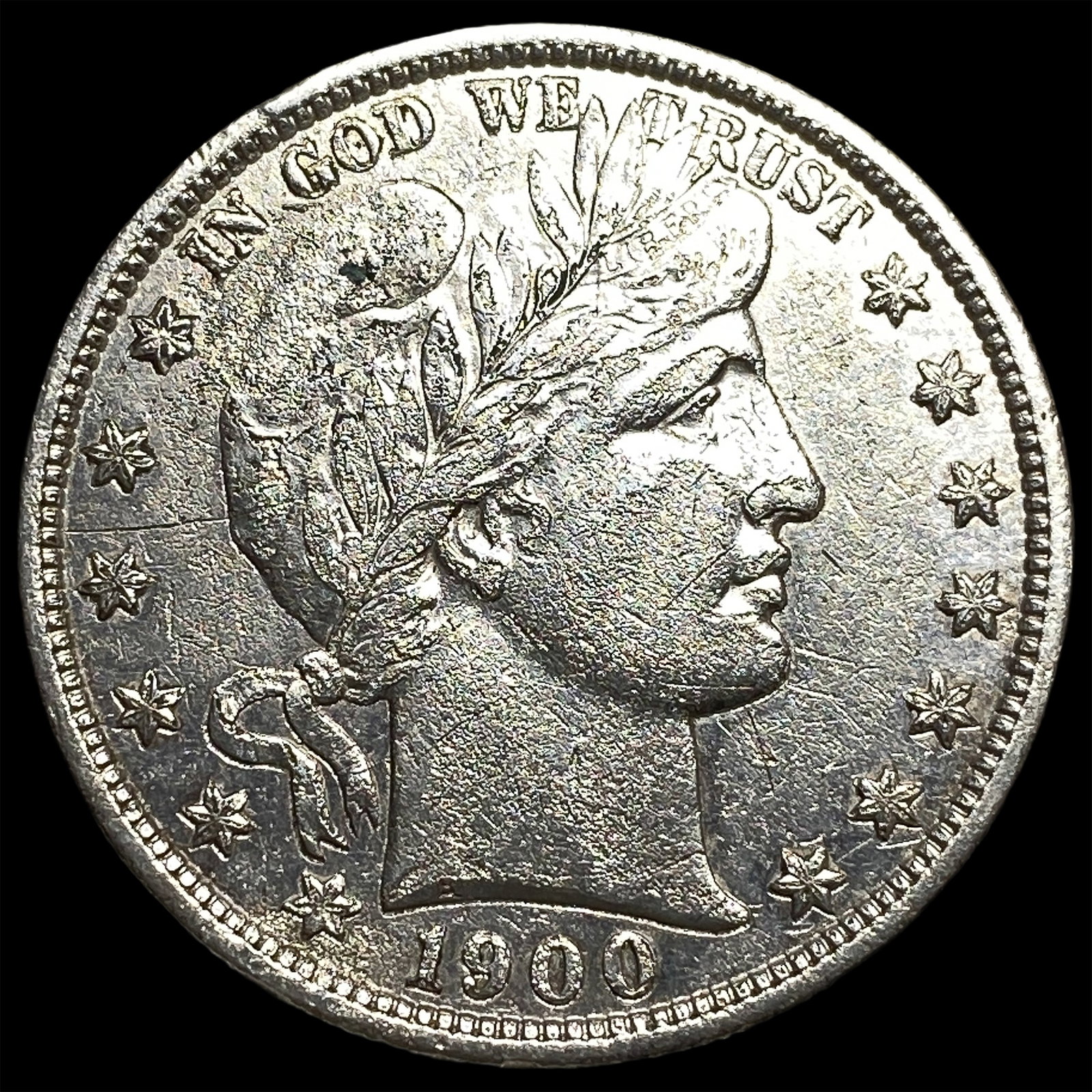 1900-S Silver Barber Half Dollar CLOSELY UNCIRCULATED: 1900-S Silver Barber Half Dollar CLOSELY UNCIRCULATED