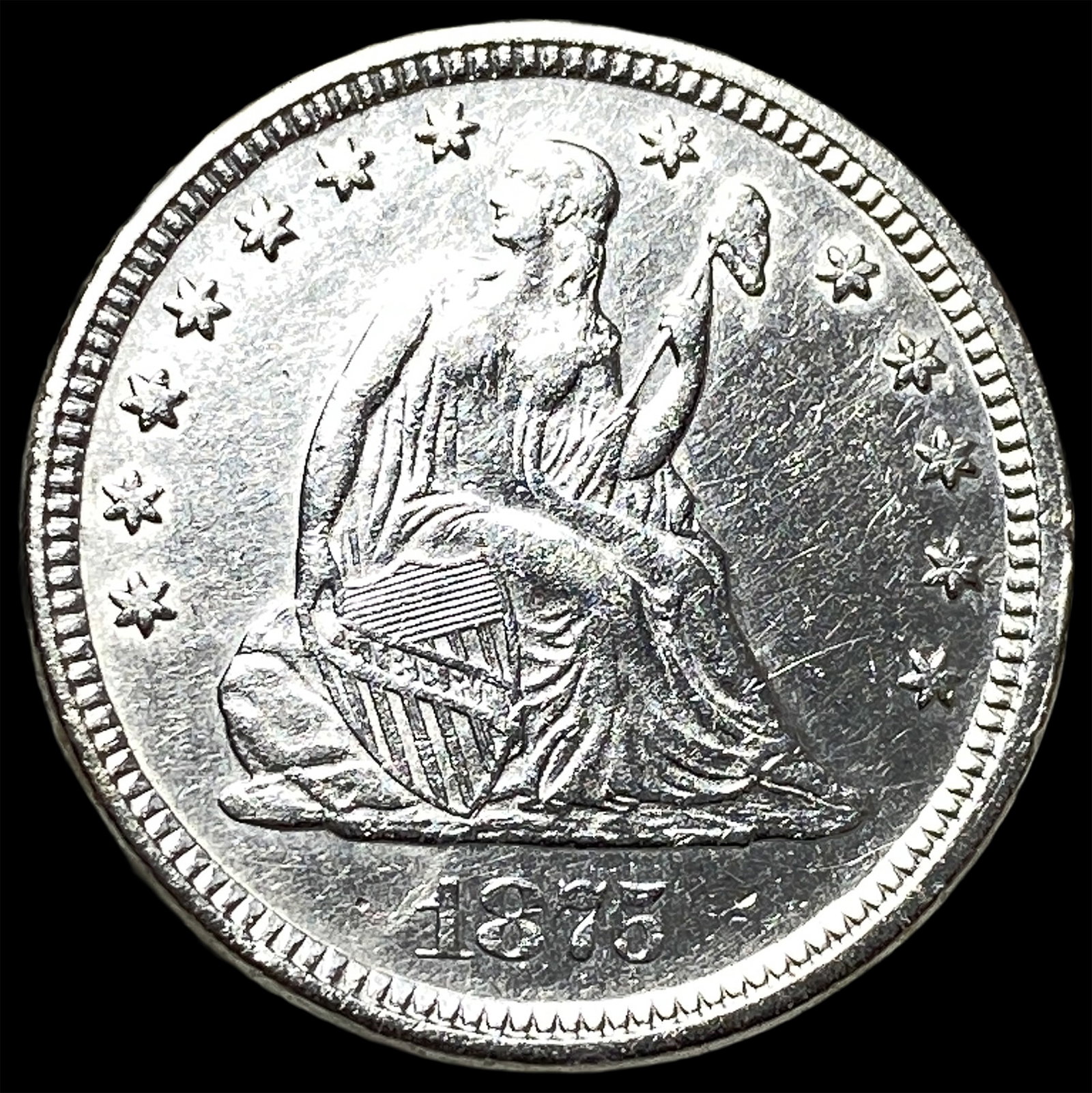 1875-S Silver Seated Liberty Quarter CHOICE BU: 1875-S Silver Seated Liberty Quarter CHOICE BU