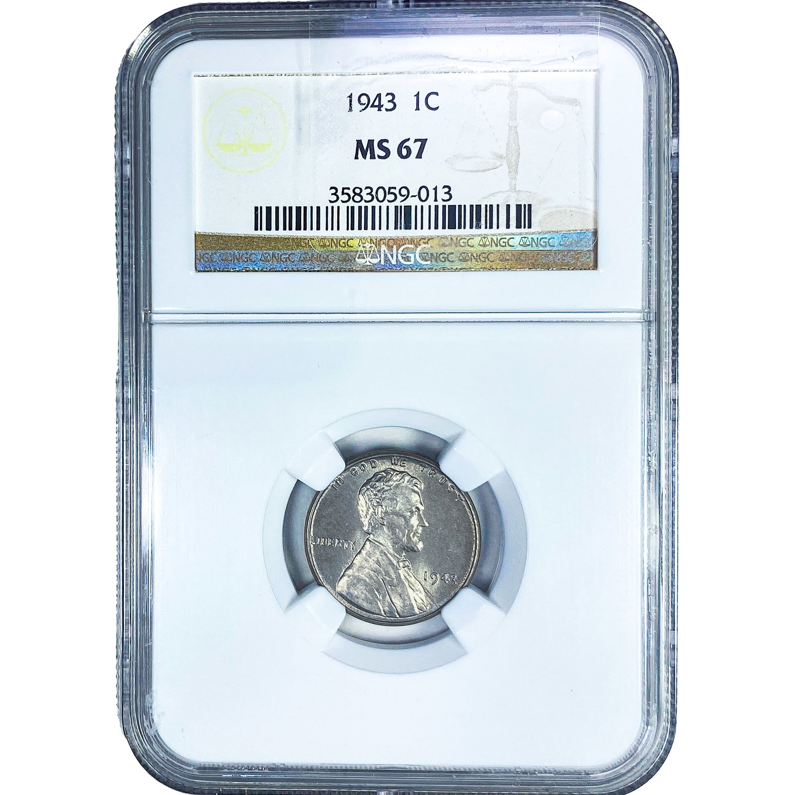 1943 Wheat Cent NGC MS67: 1943 Wheat Cent NGC MS67