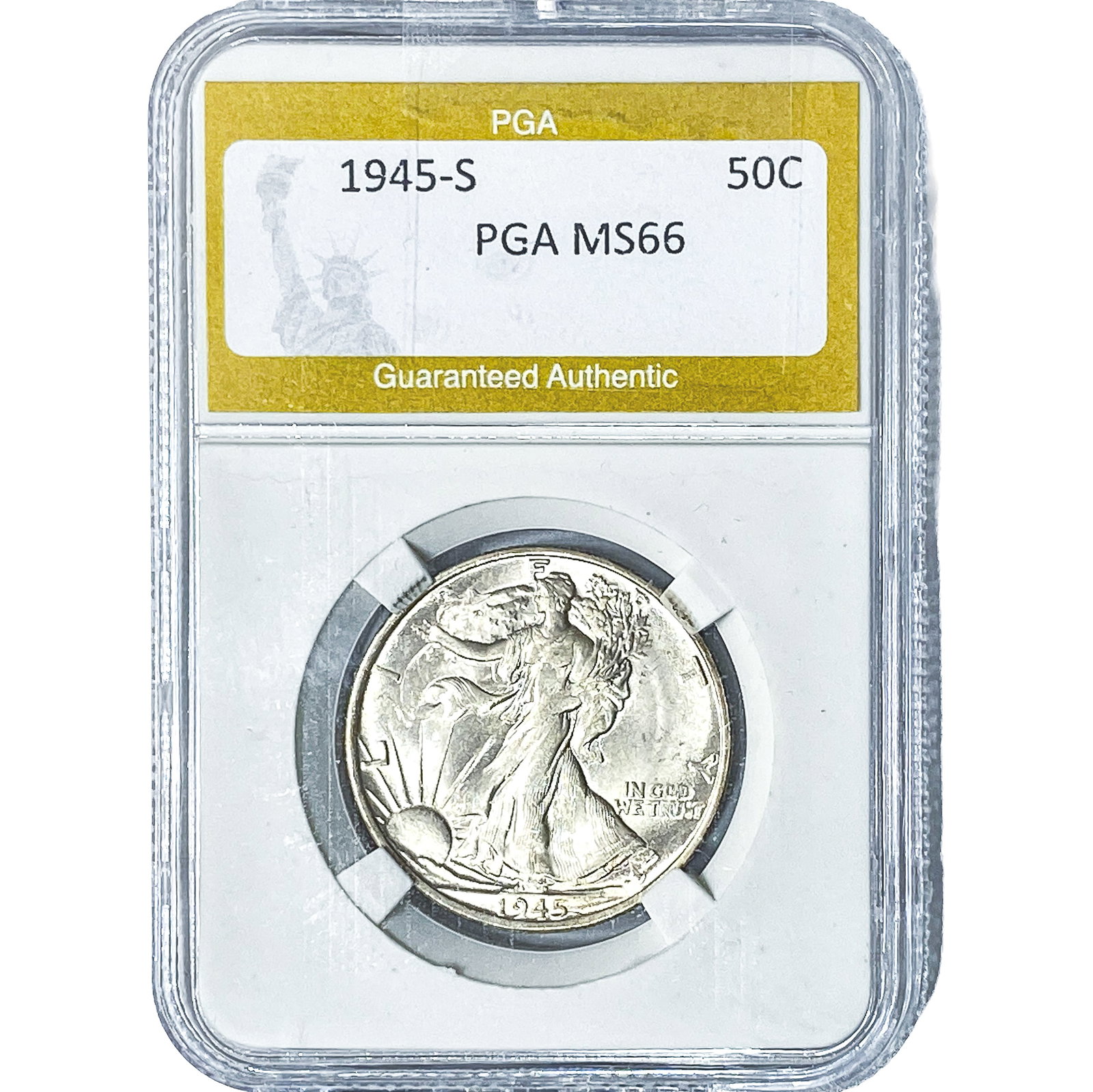 1945-S Walking Liberty Half Dollar PGA MS66: 1945-S Walking Liberty Half Dollar PGA MS66