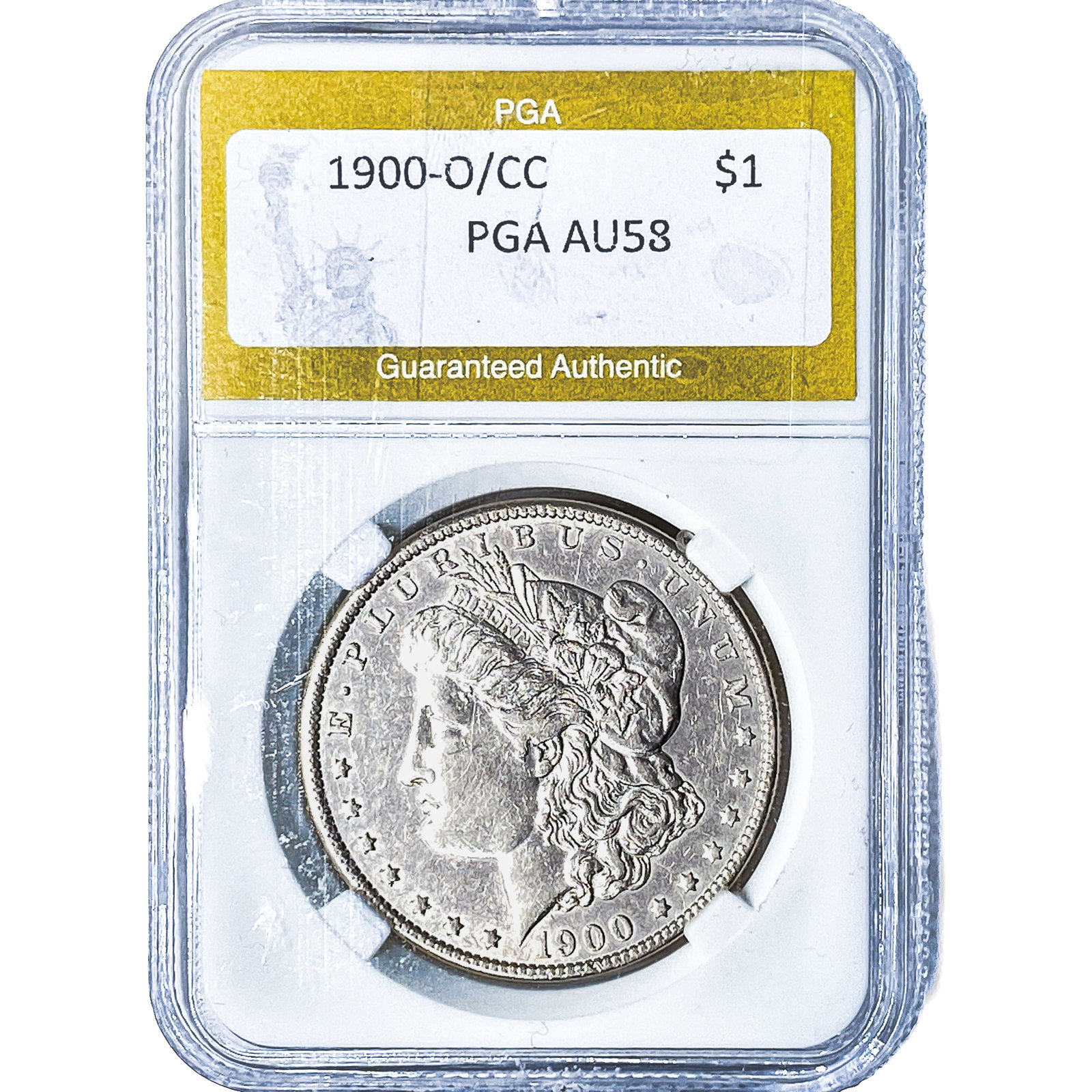 1900-O/CC Morgan Silver Dollar PGA AU58: 1900-O/CC Morgan Silver Dollar PGA AU58