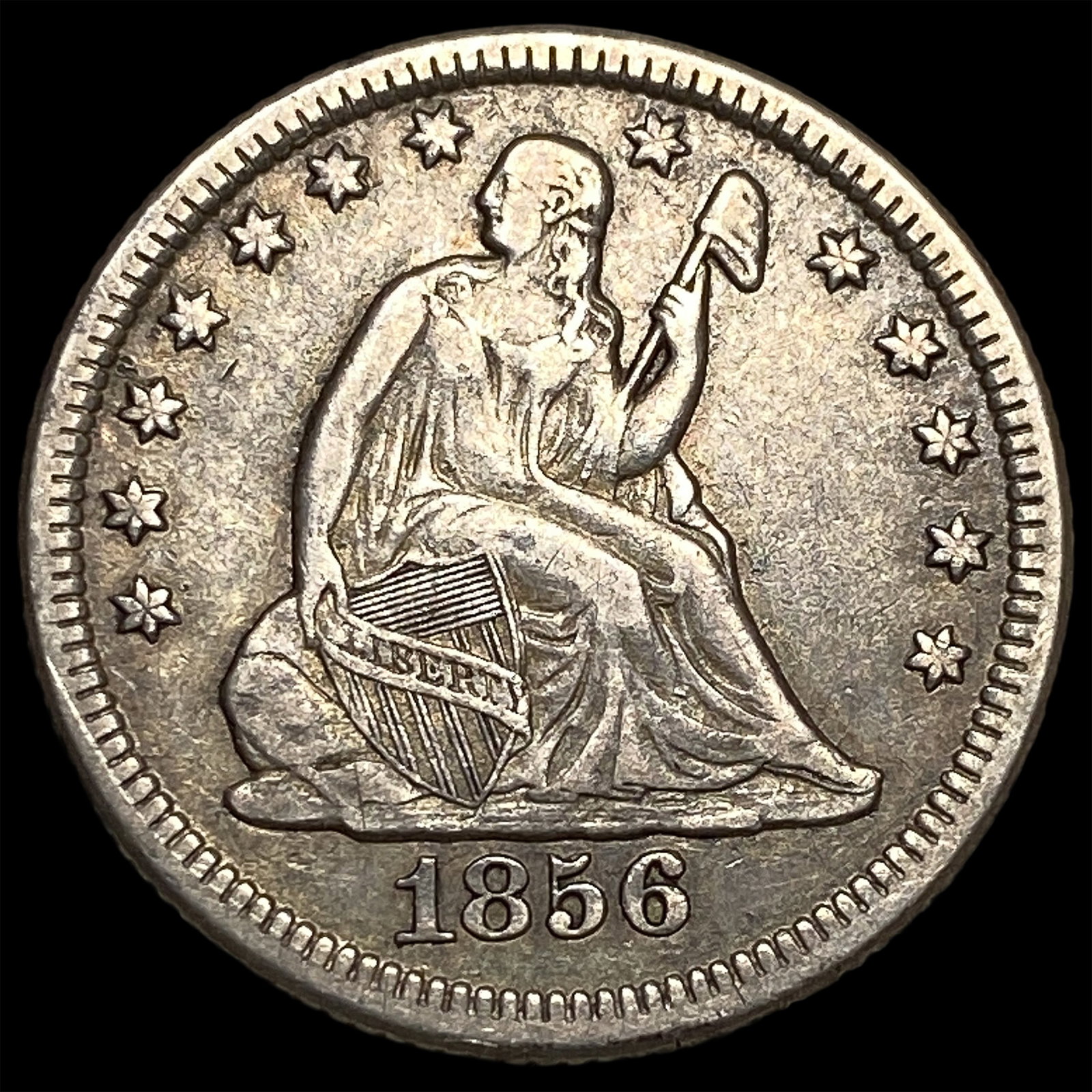 1856-O Silver Seated Liberty Quarter CLOSELY UNCIRCULATED (1 of 2)
