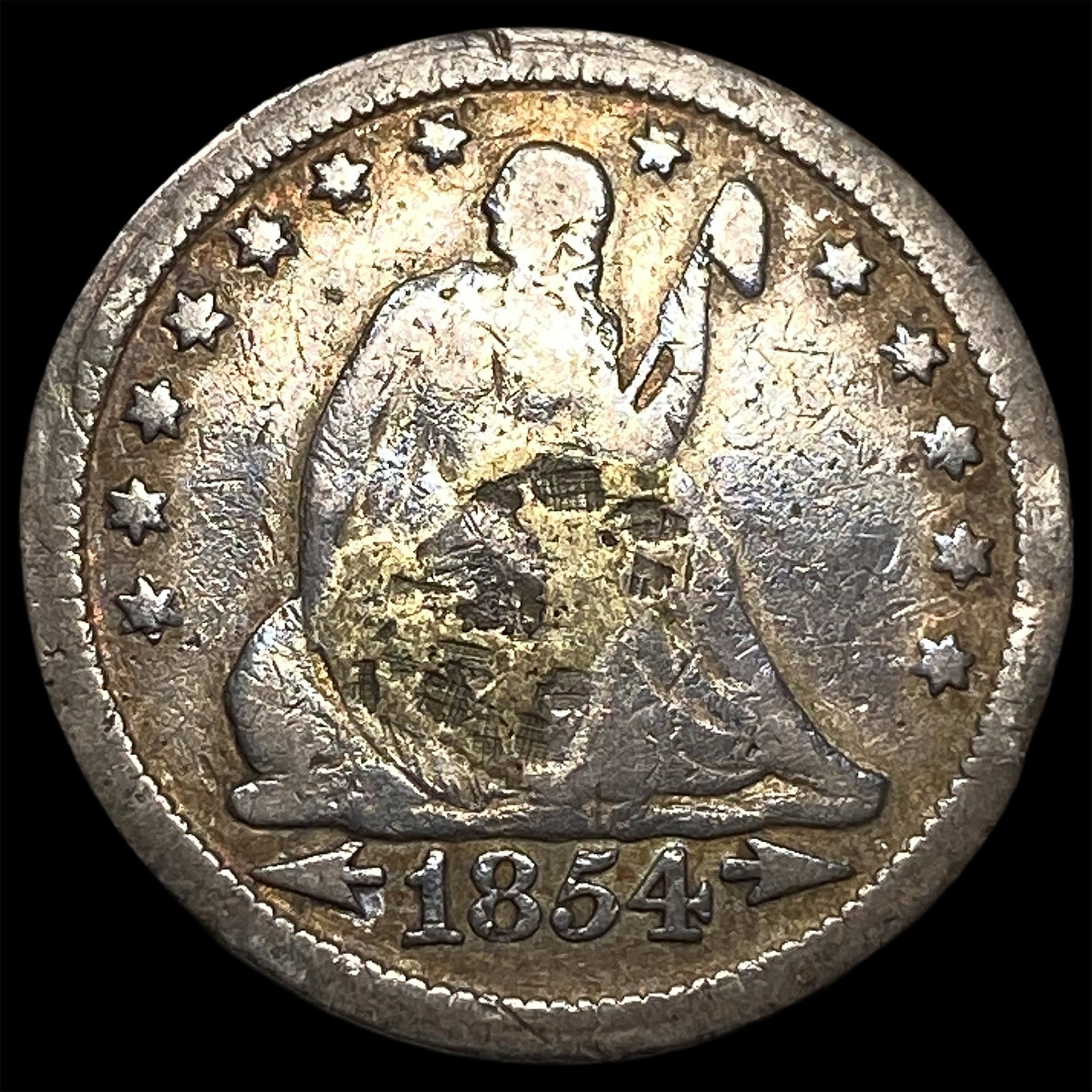 1854 Arrows Seated Liberty Quarter LIGHTLY CIRCULATED: 1854 Arrows Seated Liberty Quarter LIGHTLY CIRCULATED