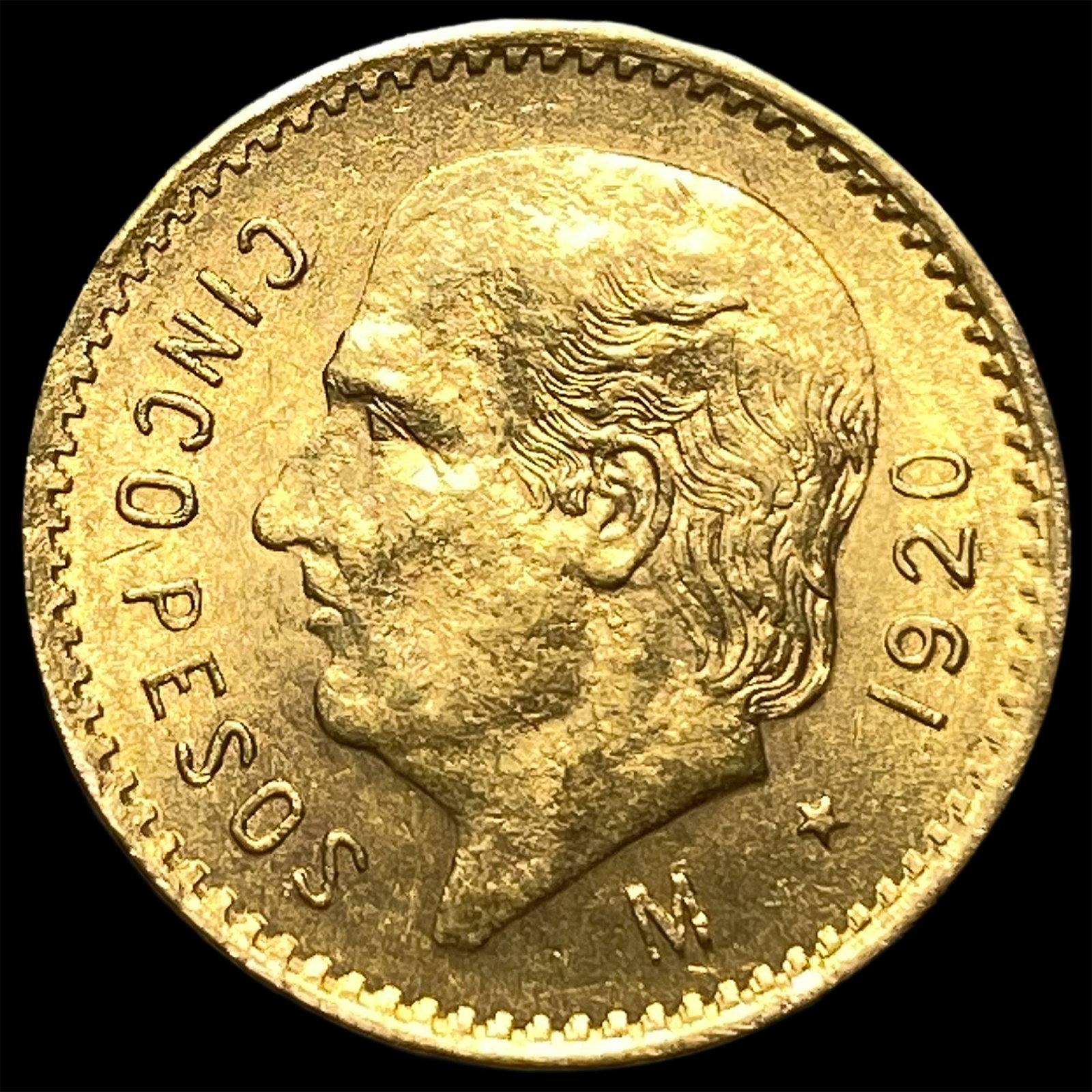 1920 Mexico Gold 5 Pesos GEM BU: 1920 Mexico Gold 5 Pesos GEM BU