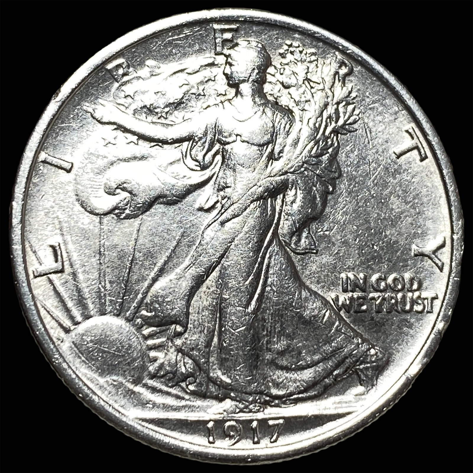 1917 Silver Walking Liberty Half Dollar CHOICE AU: 1917 Silver Walking Liberty Half Dollar CHOICE AU